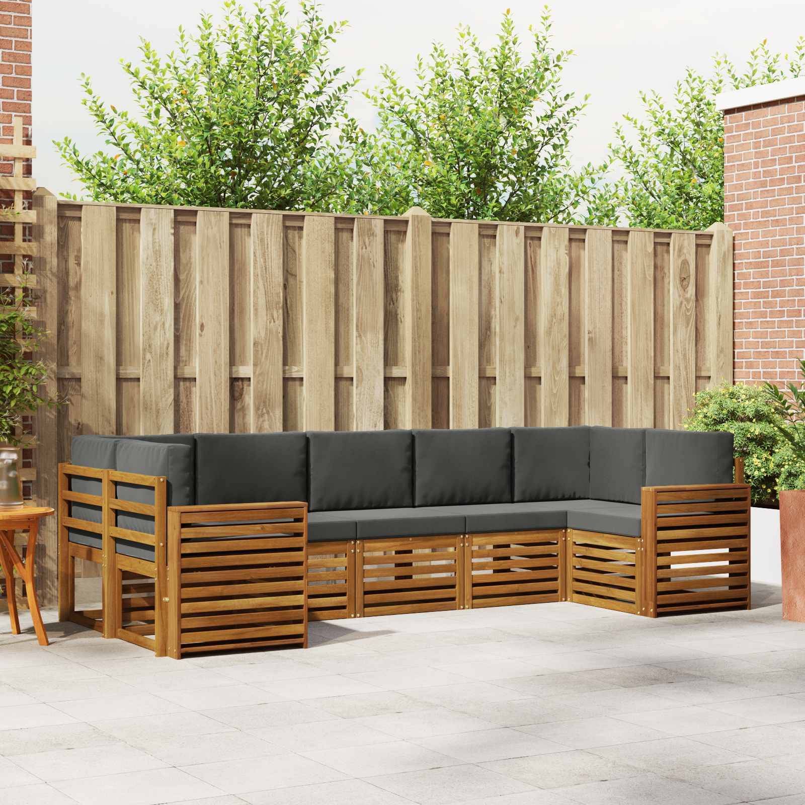 vidaXL Ecksofa Set 7 pcs Natur und Anthrazit Massivholz Akazie