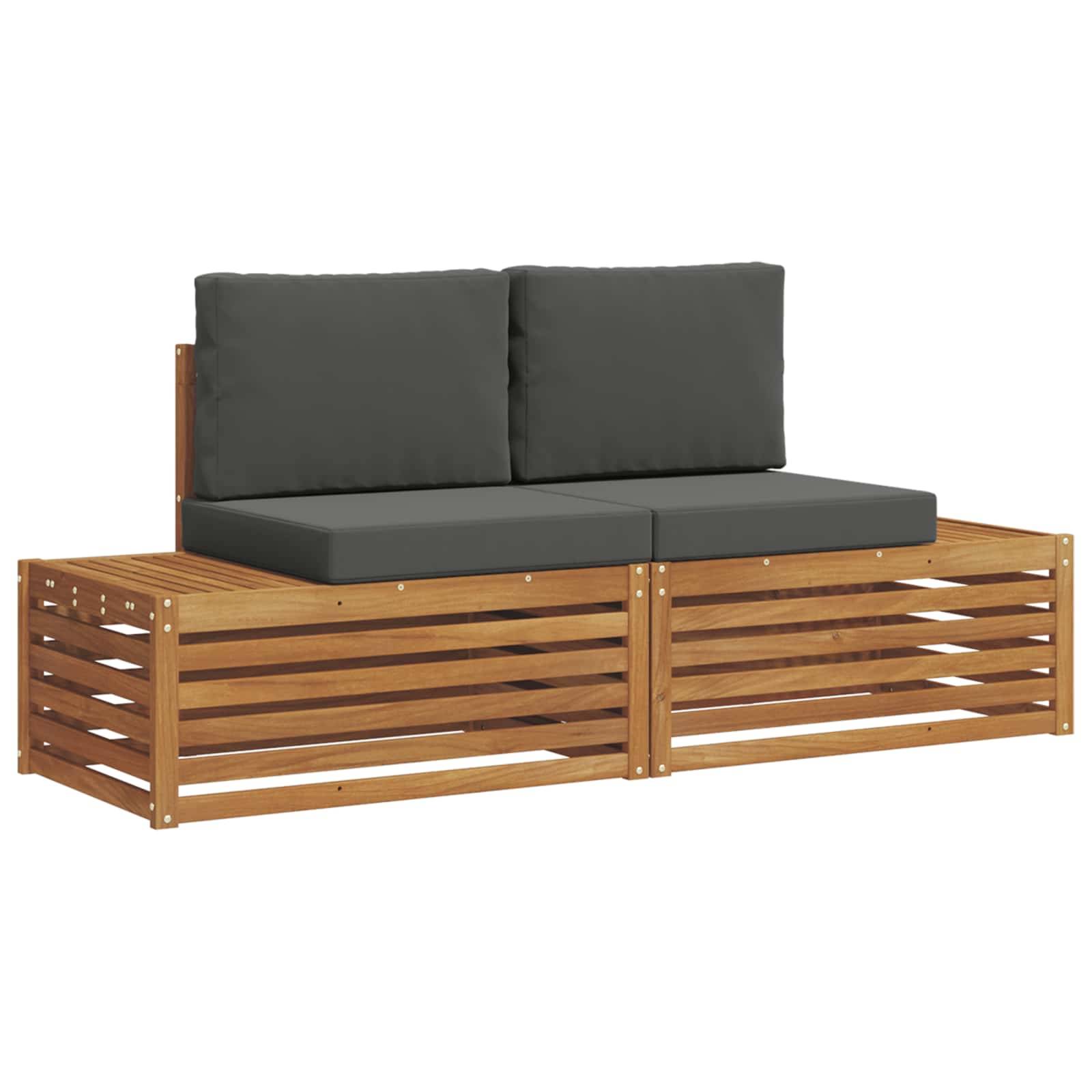 vidaXL Outdoor-Sofagarnitur mit Kissen 2 Stück Natur und Anthrazit