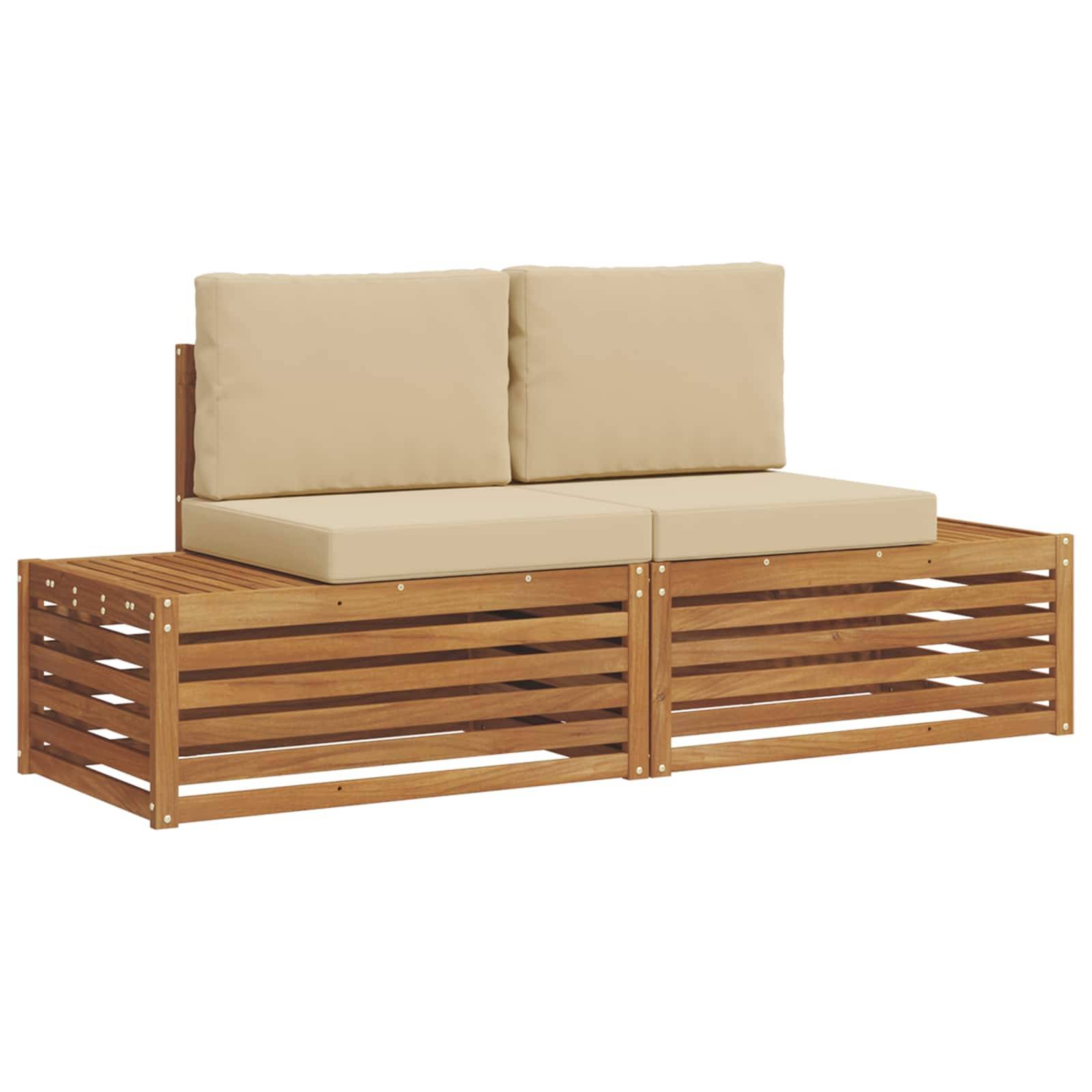 vidaXL Outdoor-Sofagarnitur mit Kissen 2 Stück Natur und Beige