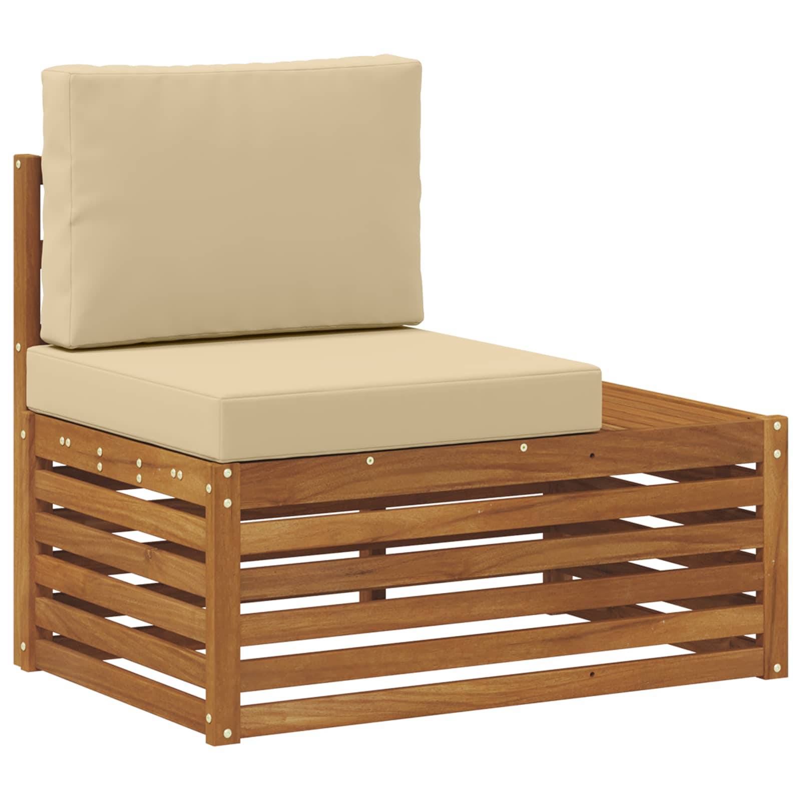 vidaXL Outdoor-Sofagarnitur mit Kissen 3 Stück Natur und Beige