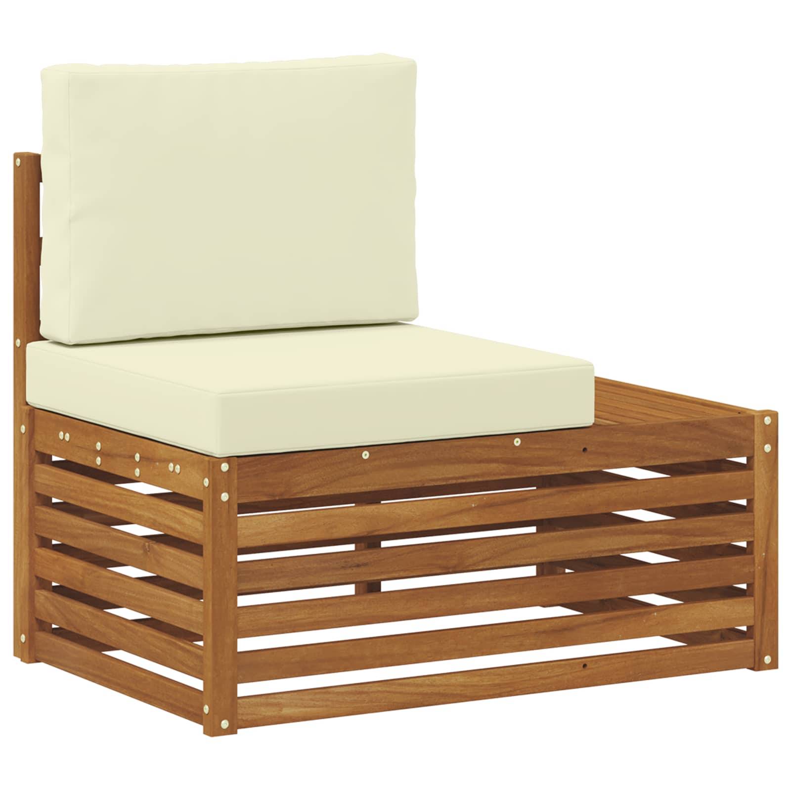 vidaXL Outdoor-Sofagarnitur mit Kissen 3 Stück Natur und Creme