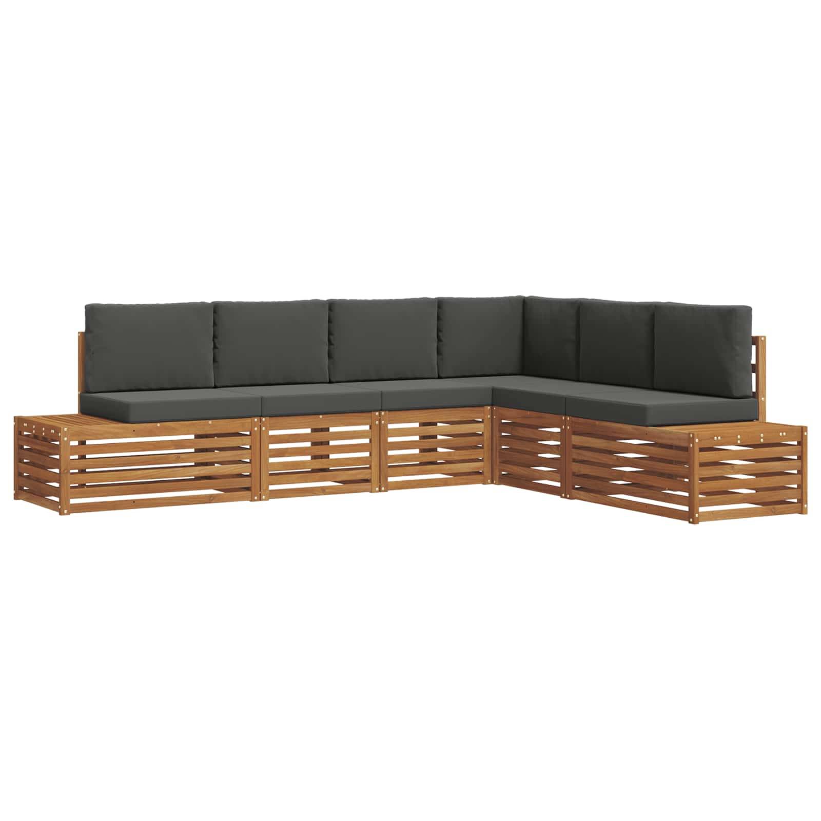 vidaXL Outdoor-Sofagarnitur mit Kissen 6 Stück Natur und Anthrazit