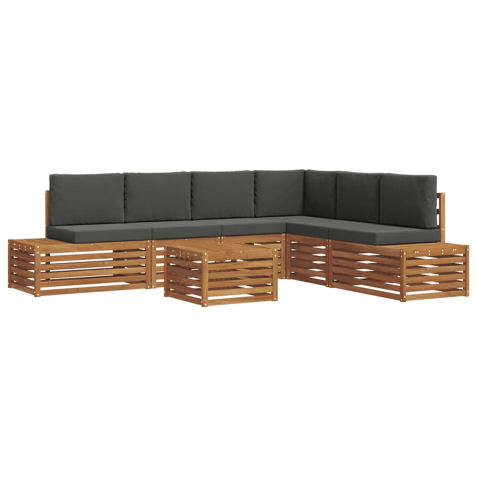 vidaXL Outdoor-Sofagarnitur mit Kissen 7 Stück Natur und Anthrazit
