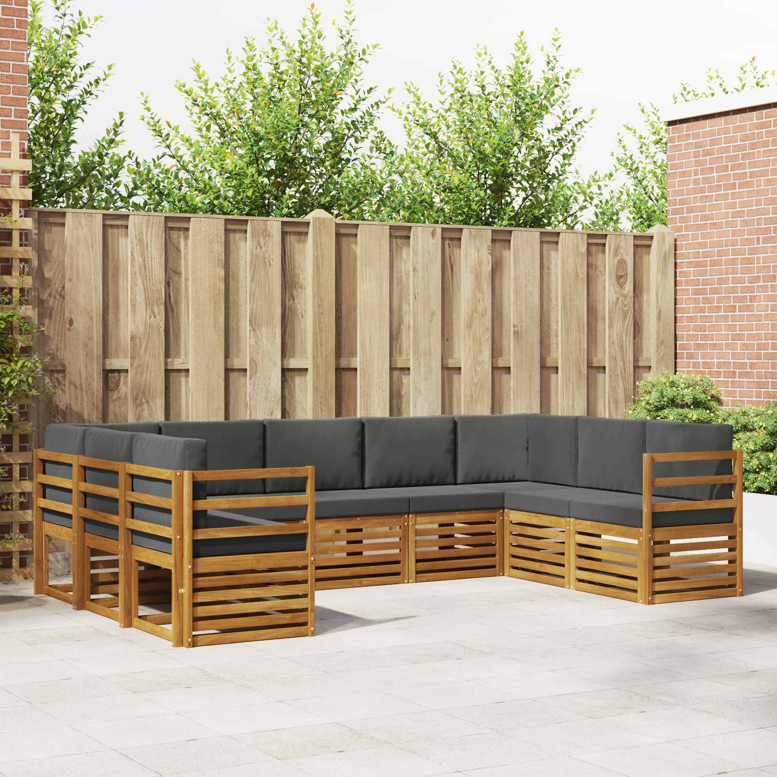 vidaXL Ecksofa Set 9 pcs Natur und Anthrazit Massivholz Akazie