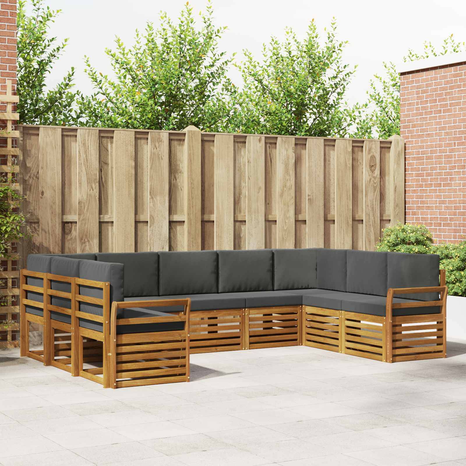 vidaXL Ecksofa Set 9 pcs Natur und Anthrazit Massivholz Akazie