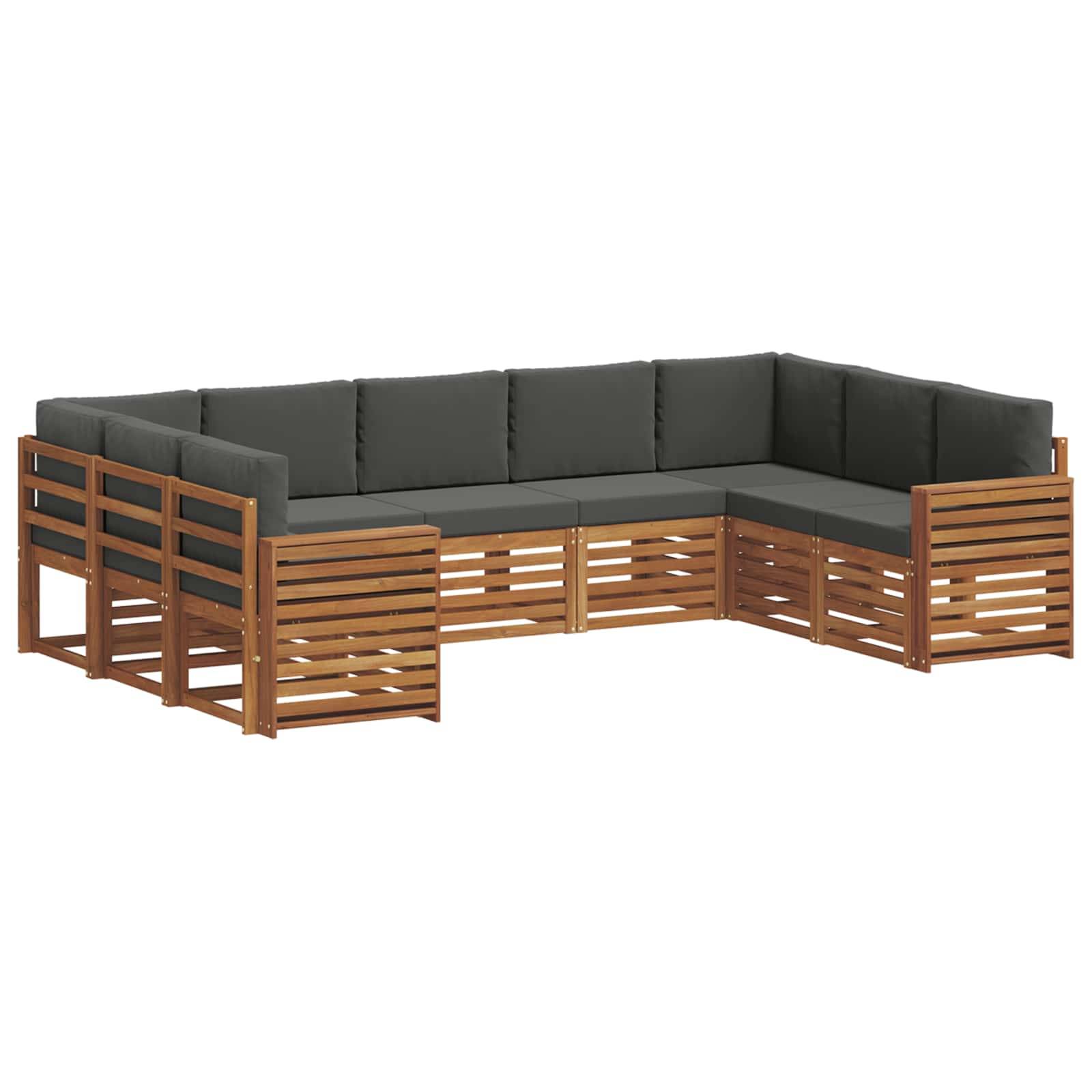vidaXL Ecksofa Set 9 pcs Natur und Anthrazit Massivholz Akazie