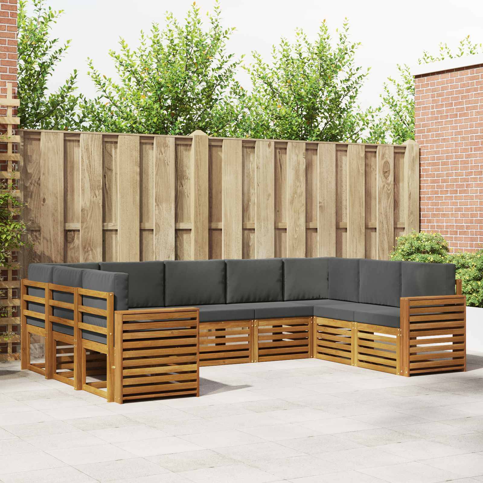vidaXL Ecksofa Set 9 pcs Natur und Anthrazit Massivholz Akazie
