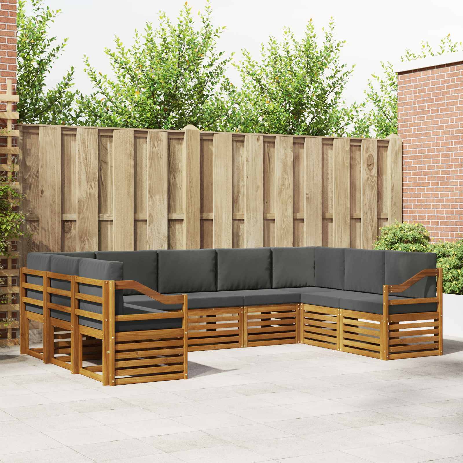 vidaXL Ecksofa Set 9 pcs Natur und Anthrazit Massivholz Akazie