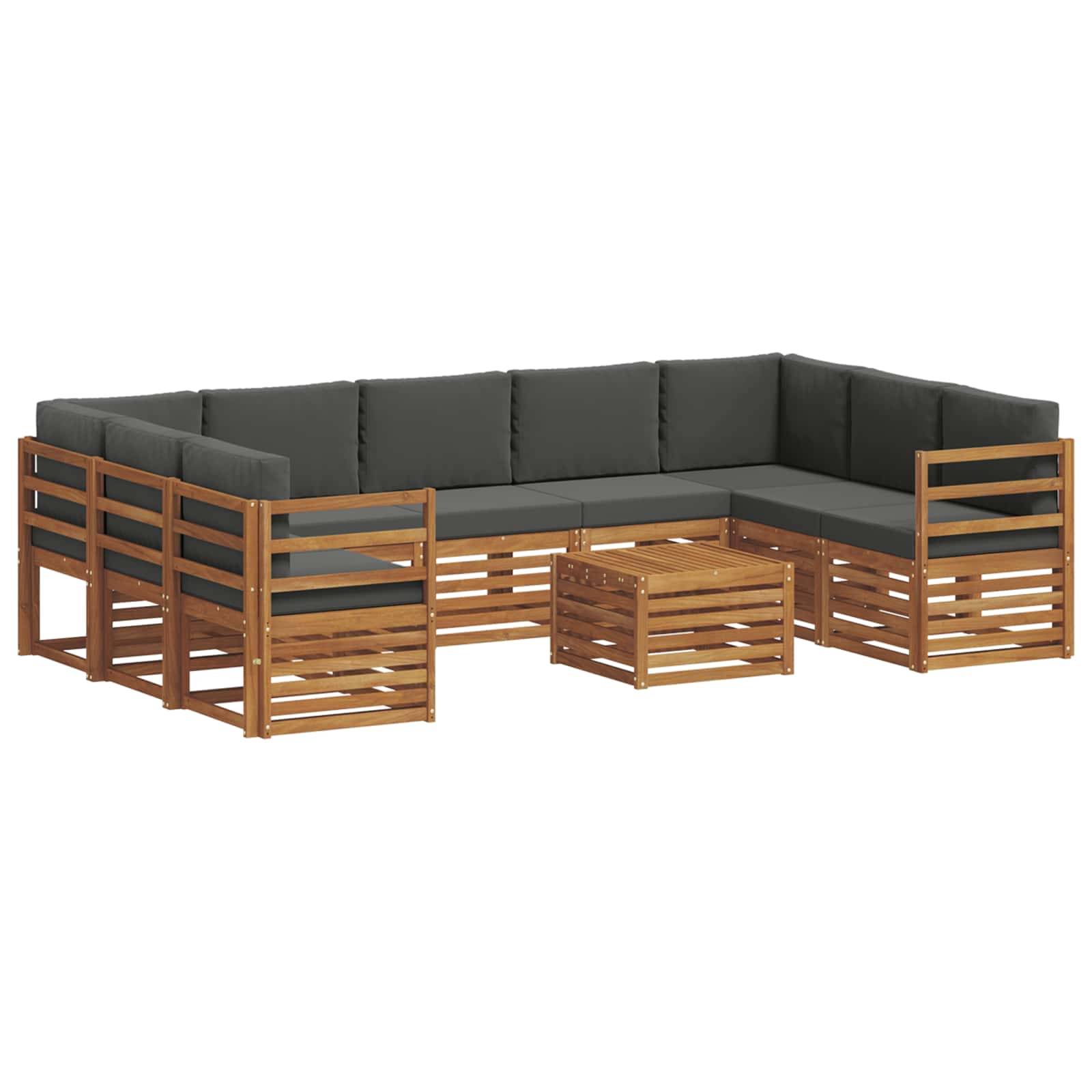 vidaXL Sofagarnituren 10 pcs Natur und Anthrazit Massivholz Akazie