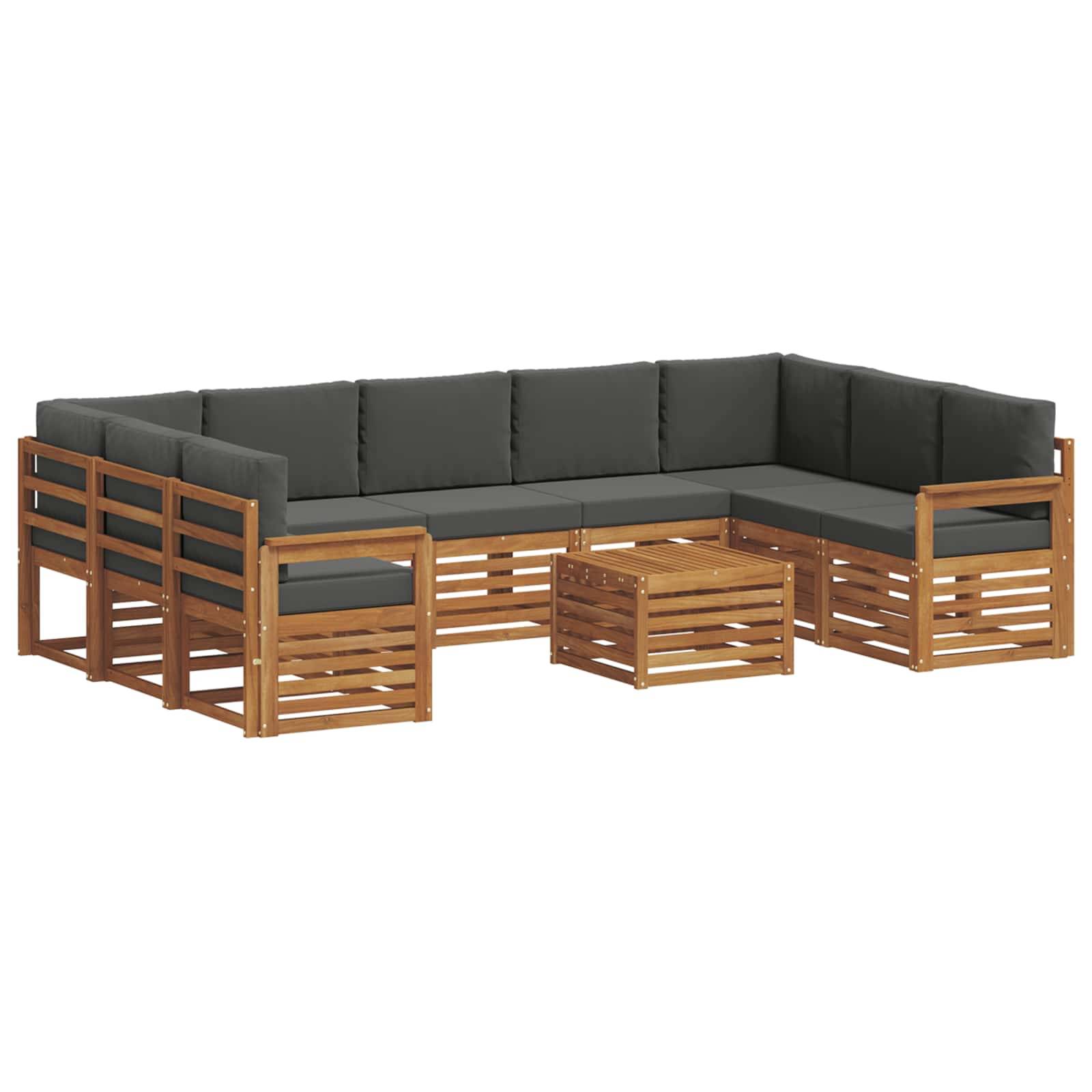 vidaXL Sofagarnituren 10 pcs Natur und Anthrazit Massivholz Akazie