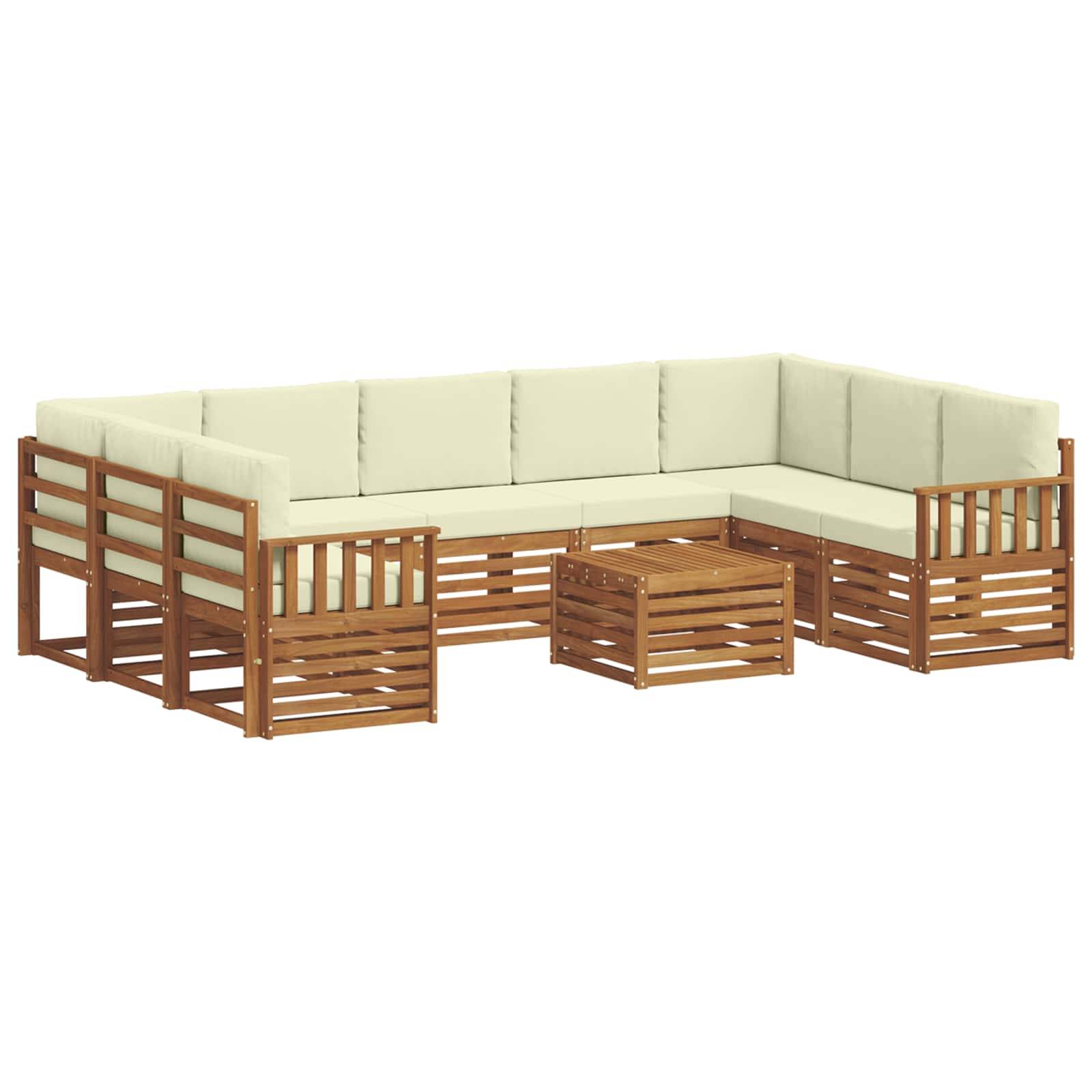 vidaXL Sofagarnituren 10 pcs Natur und Creme Massivholz Akazie