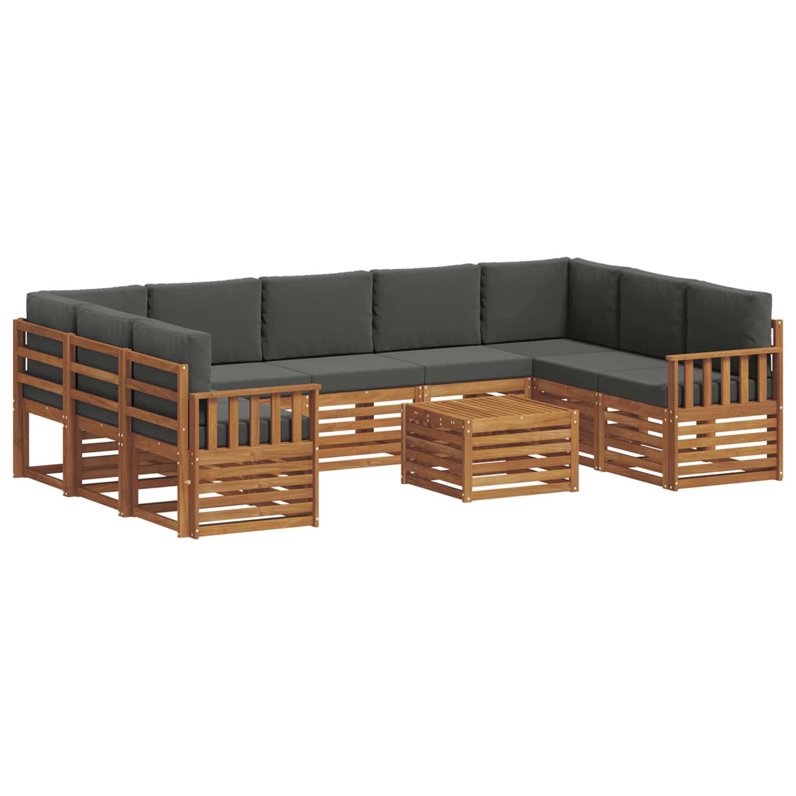 vidaXL Sofagarnituren 10 pcs Natur und Anthrazit Massivholz Akazie