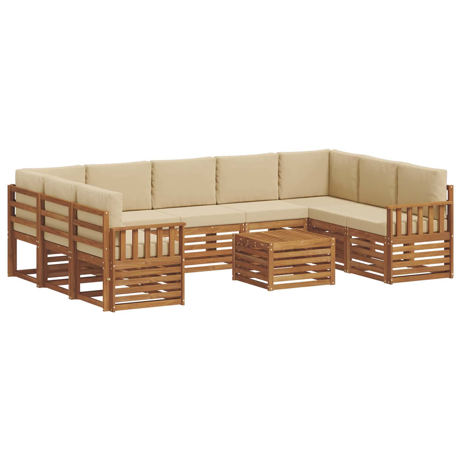 vidaXL Sofagarnituren 10 pcs Natur und Beige Massivholz Akazie