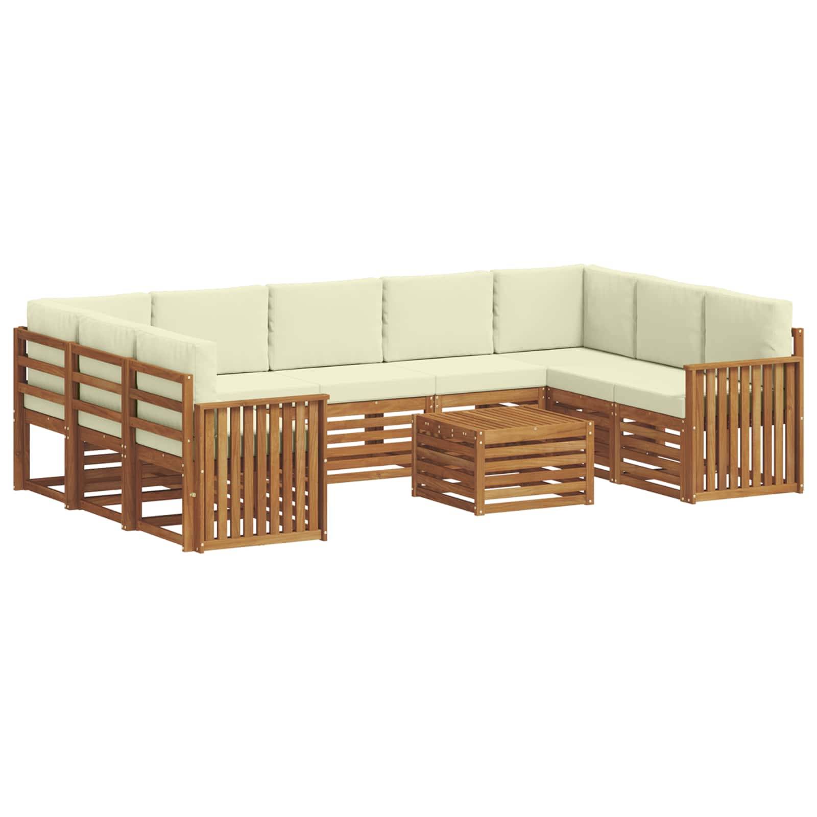 vidaXL Sofagarnituren 10 pcs Natur und Creme Massivholz Akazie