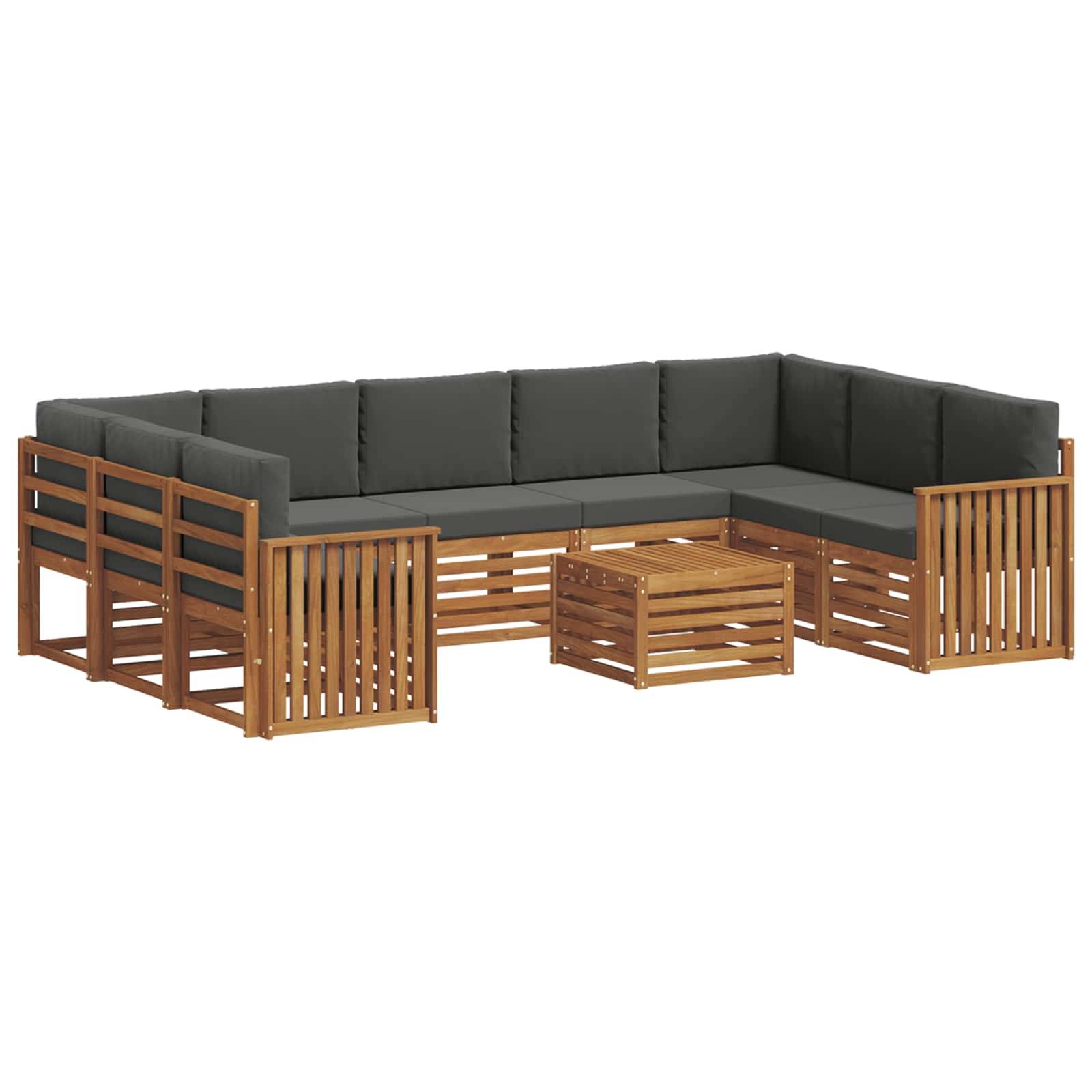 vidaXL Sofagarnituren 10 pcs Natur und Anthrazit Massivholz Akazie