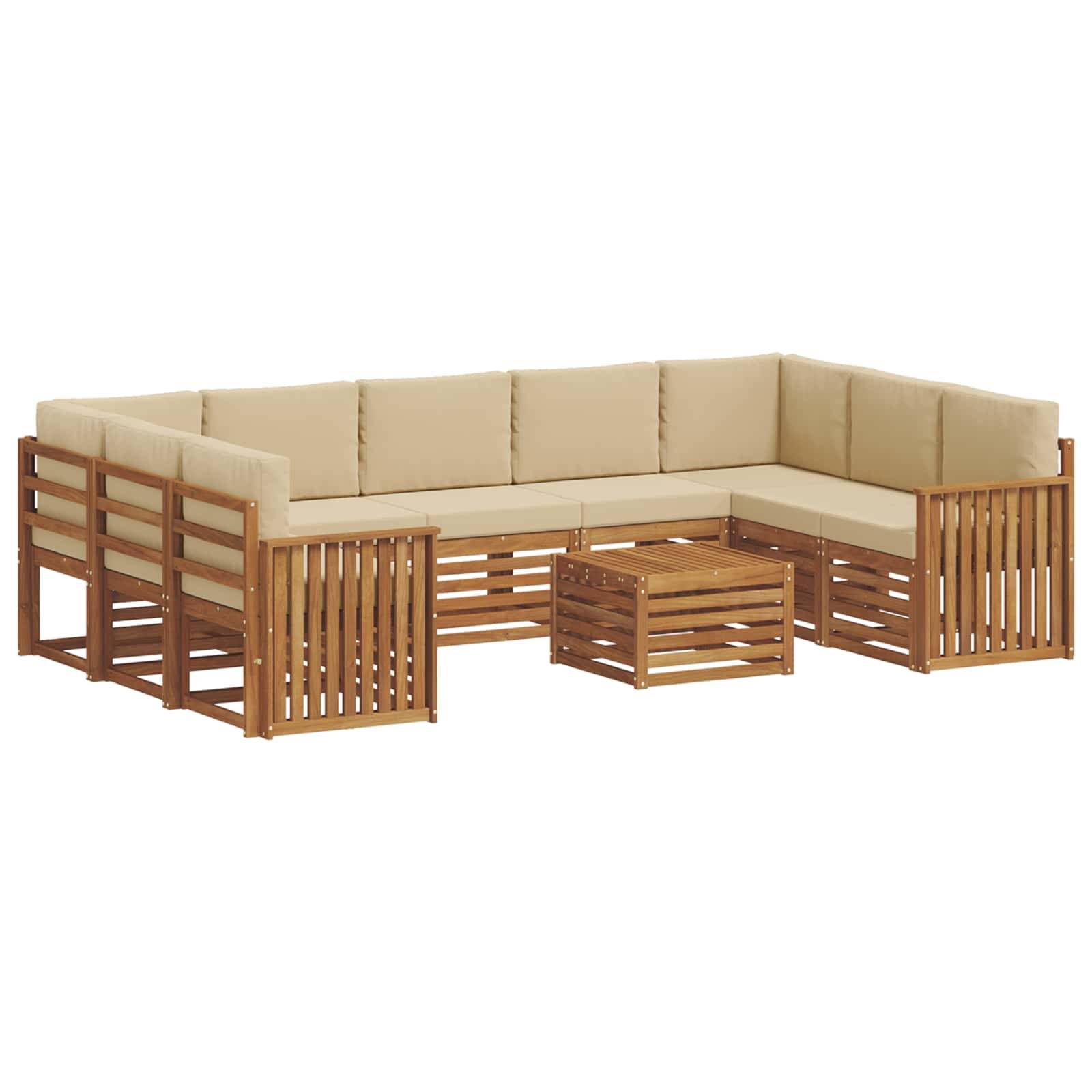 vidaXL Sofagarnituren 10 pcs Natur und Beige Massivholz Akazie