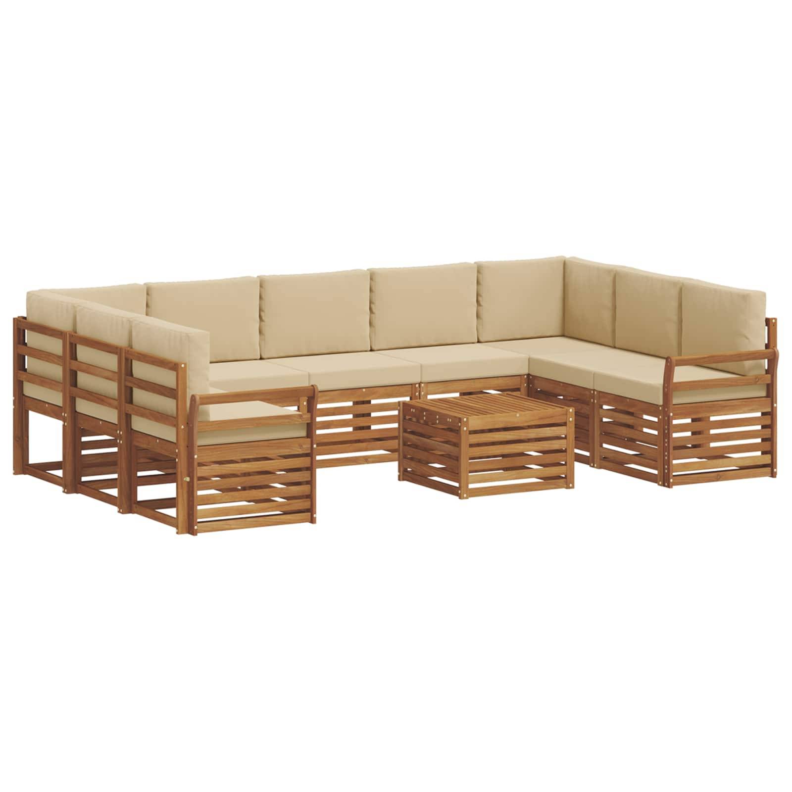 vidaXL Sofagarnituren 10 pcs Natur und Beige Massivholz Akazie