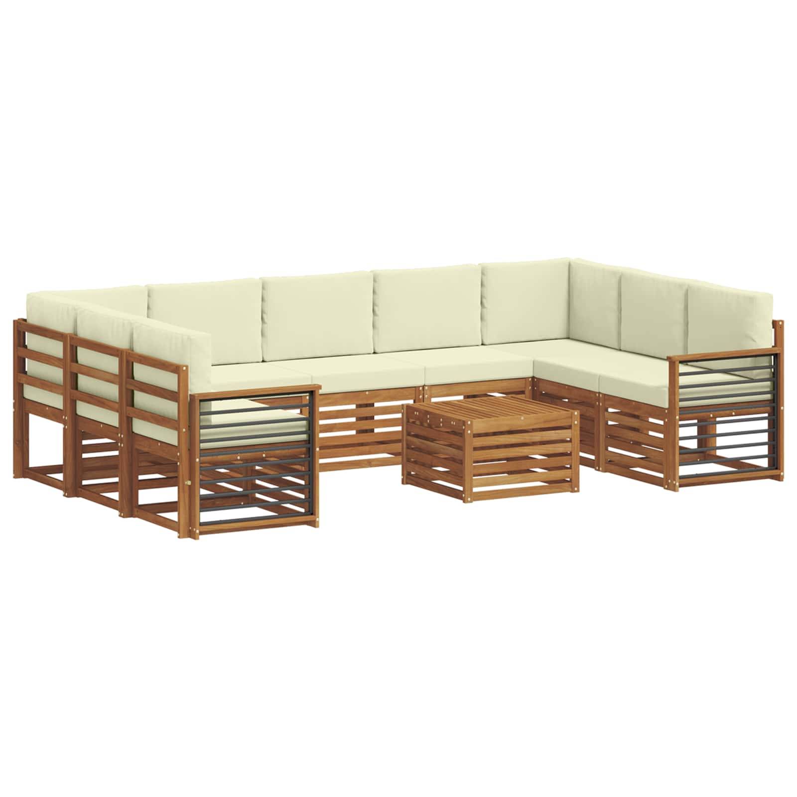 vidaXL Sofagarnituren 10 pcs Natur und Creme Massivholz Akazie
