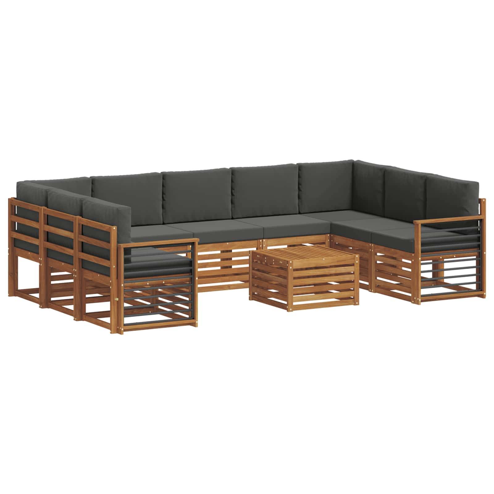 vidaXL Sofagarnituren 10 pcs Natur und Anthrazit Massivholz Akazie