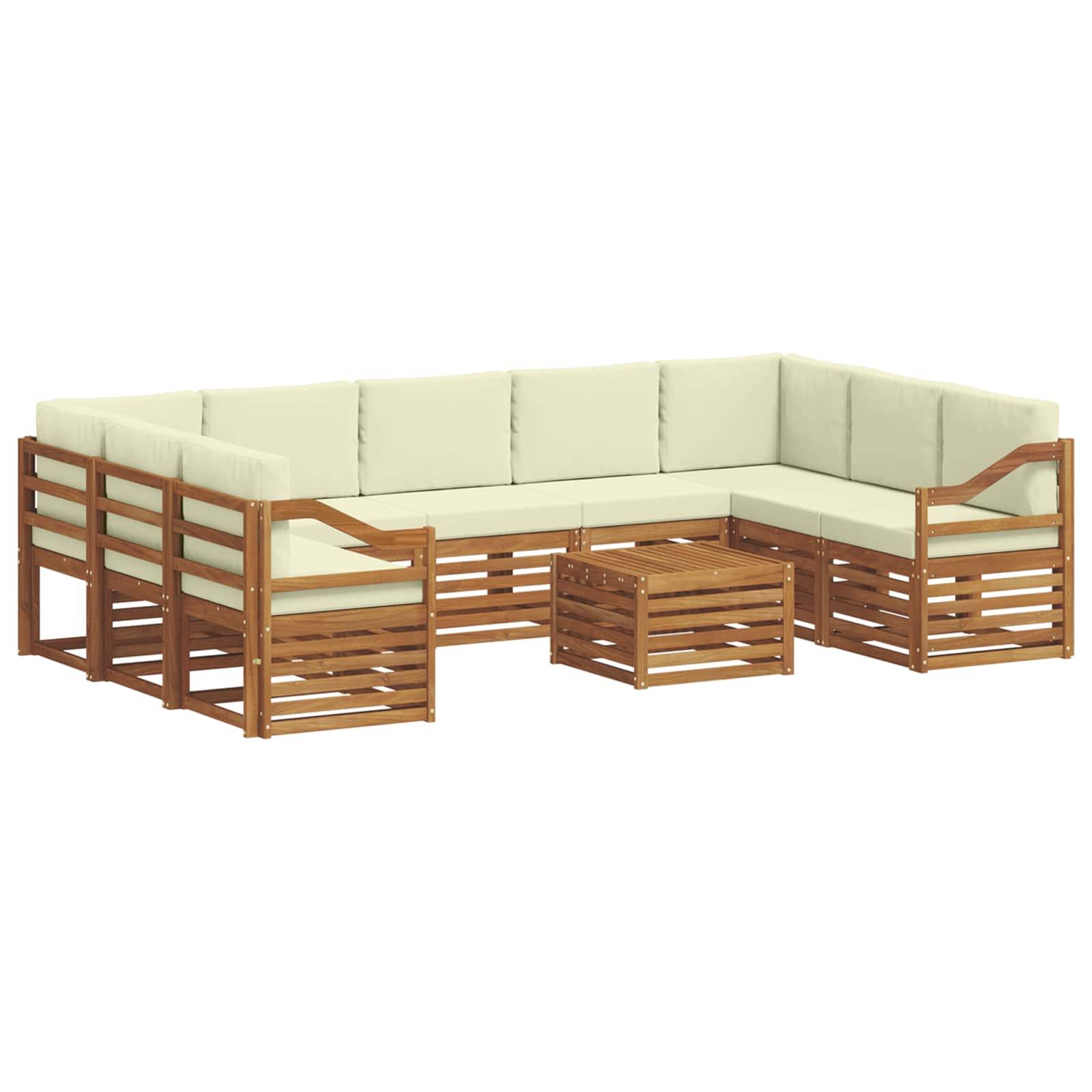 vidaXL Sofagarnituren 10 pcs Natur und Creme Massivholz Akazie