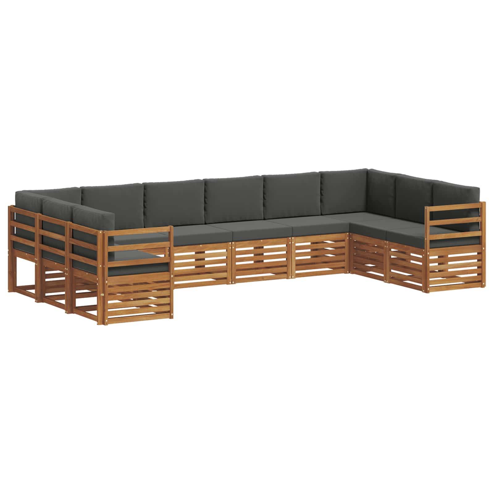 vidaXL Ecksofa Set 10 pcs Natur und Anthrazit Massivholz Akazie