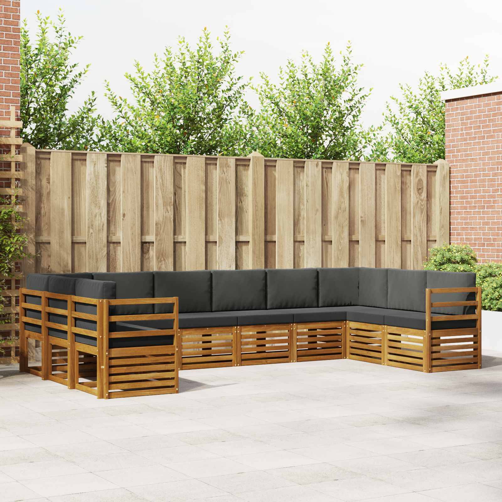 vidaXL Ecksofa Set 10 pcs Natur und Anthrazit Massivholz Akazie