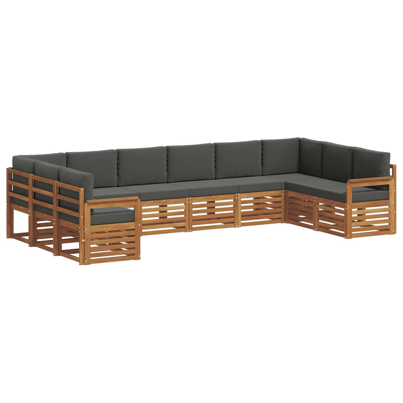 vidaXL Ecksofa Set 10 pcs Natur und Anthrazit Massivholz Akazie