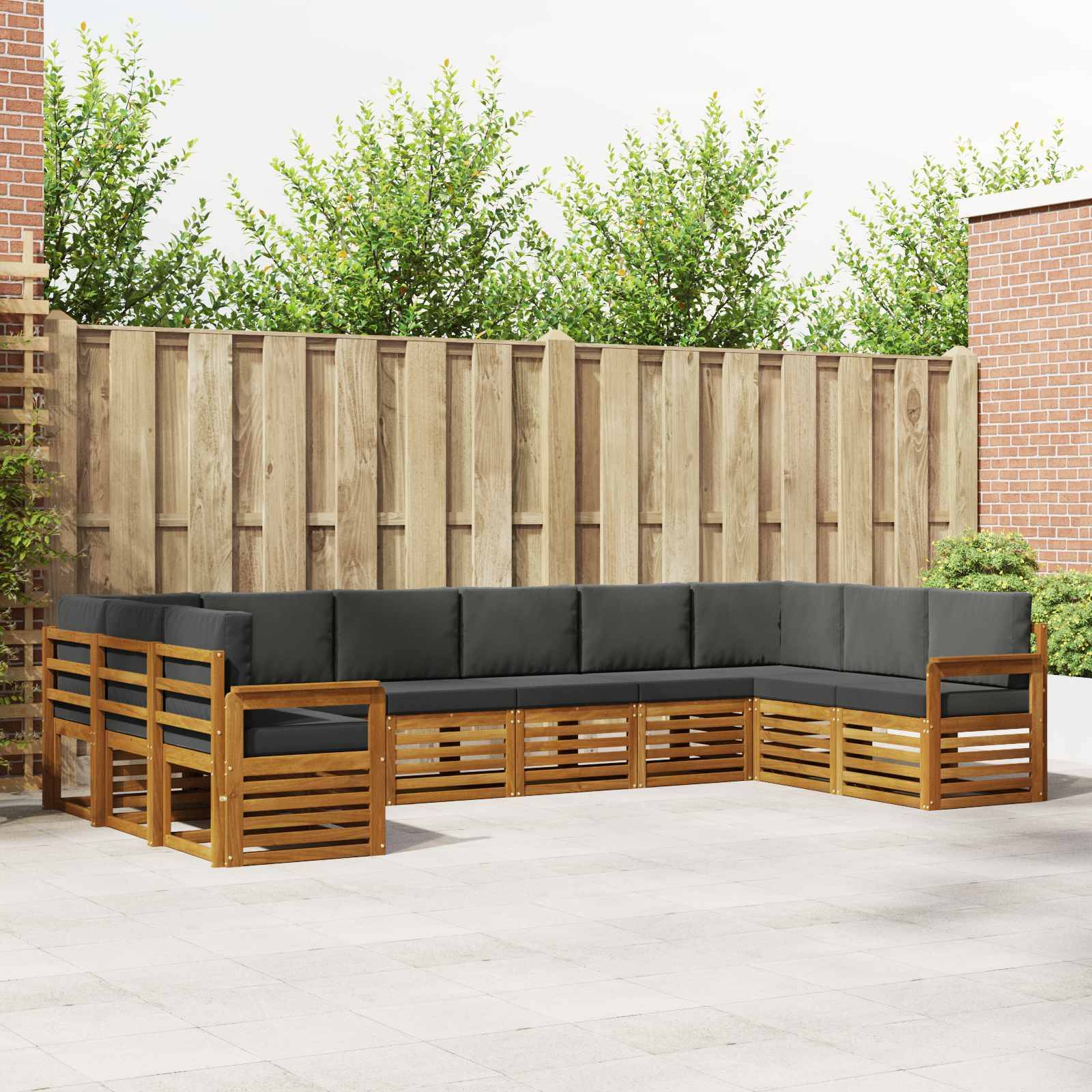 vidaXL Ecksofa Set 10 pcs Natur und Anthrazit Massivholz Akazie