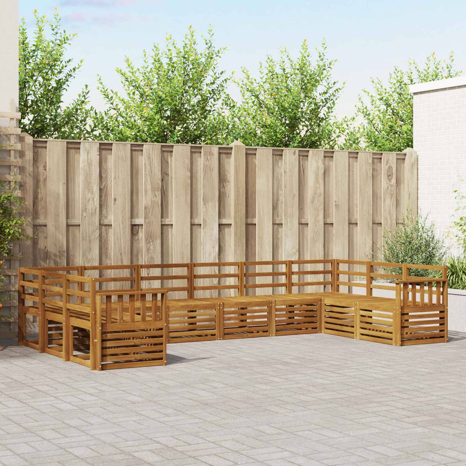 vidaXL Sofagarnituren 10 pcs Natur Massivholz Akazie