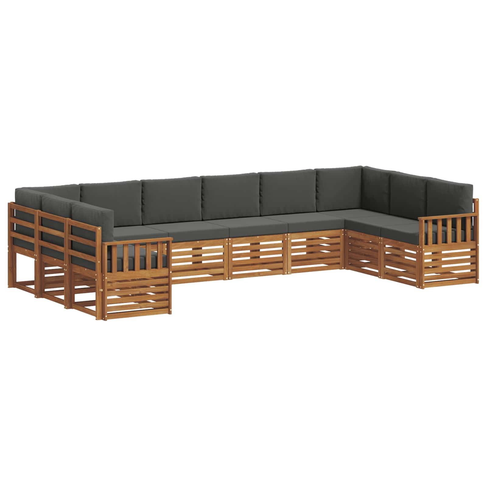 vidaXL Ecksofa Set 10 pcs Natur und Anthrazit Massivholz Akazie