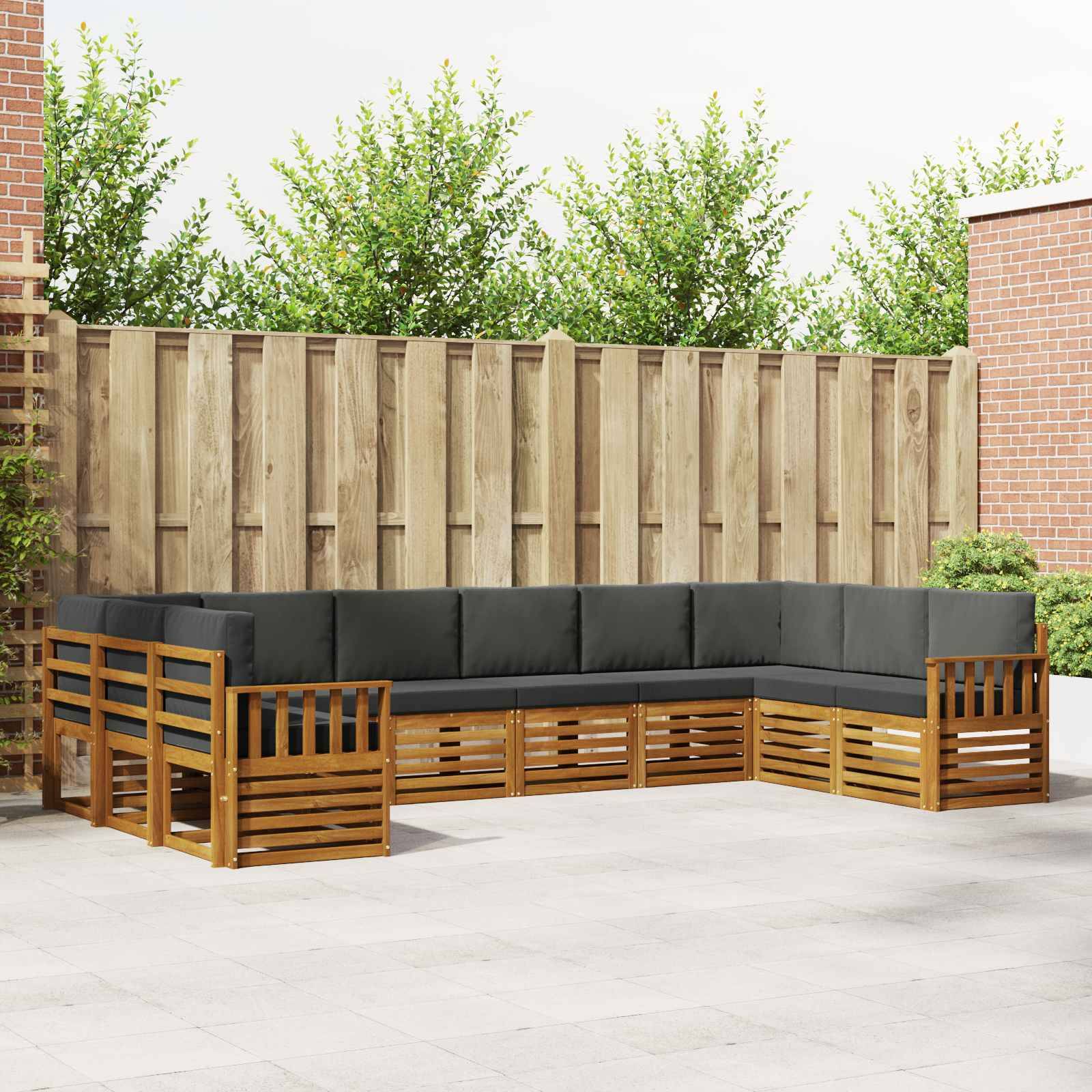 vidaXL Ecksofa Set 10 pcs Natur und Anthrazit Massivholz Akazie