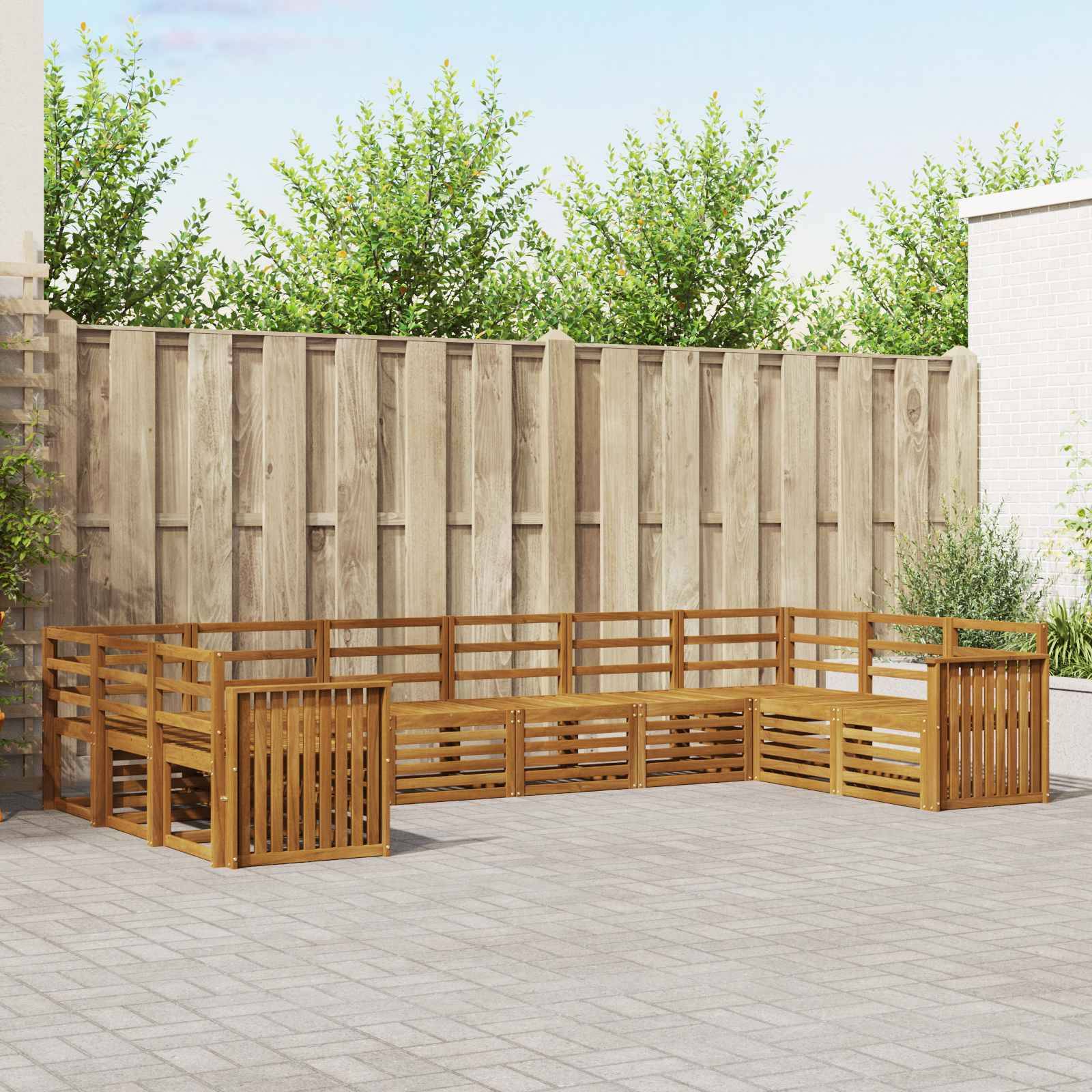 vidaXL Sofagarnituren 10 pcs Natur Massivholz Akazie