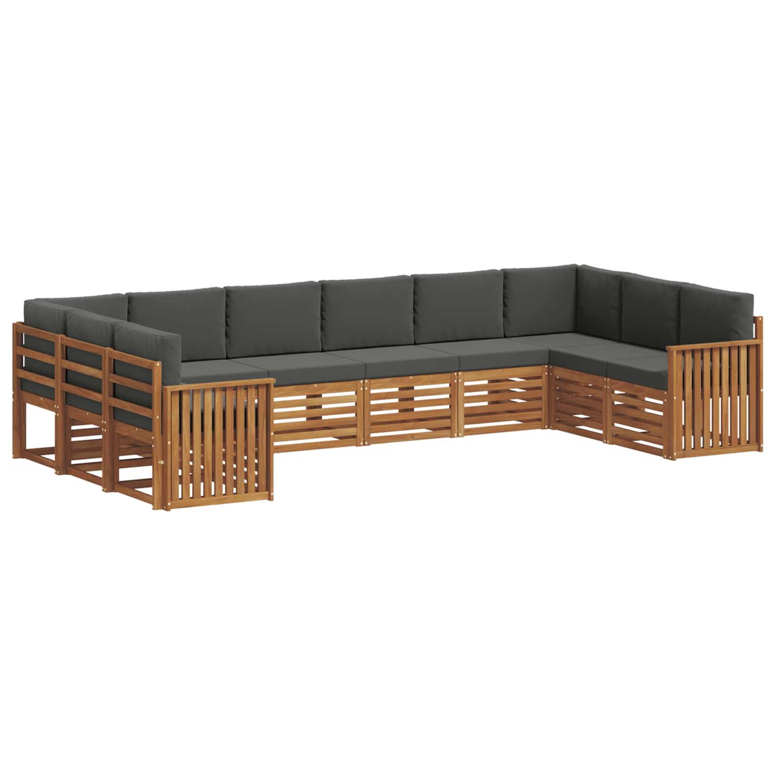 vidaXL Ecksofa Set 10 pcs Natur und Anthrazit Massivholz Akazie