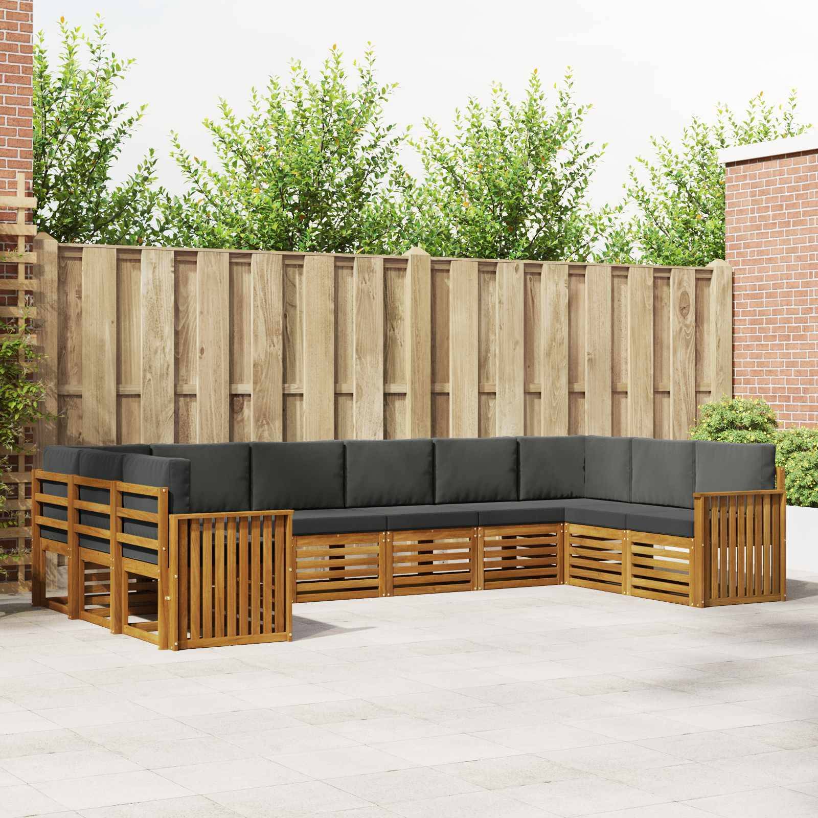 vidaXL Ecksofa Set 10 pcs Natur und Anthrazit Massivholz Akazie