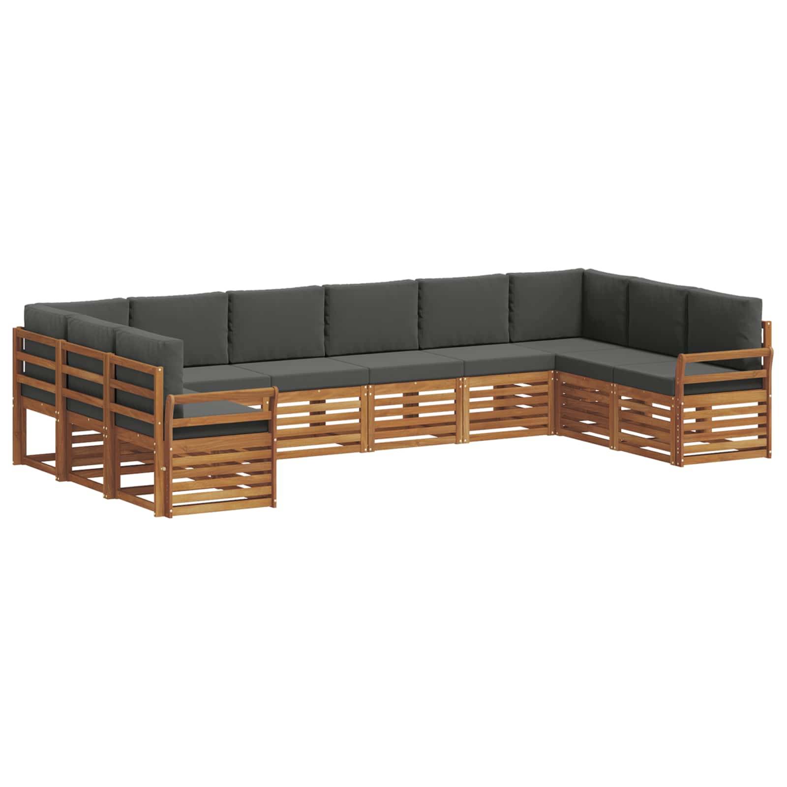 vidaXL Ecksofa Set 10 pcs Natur und Anthrazit Massivholz Akazie