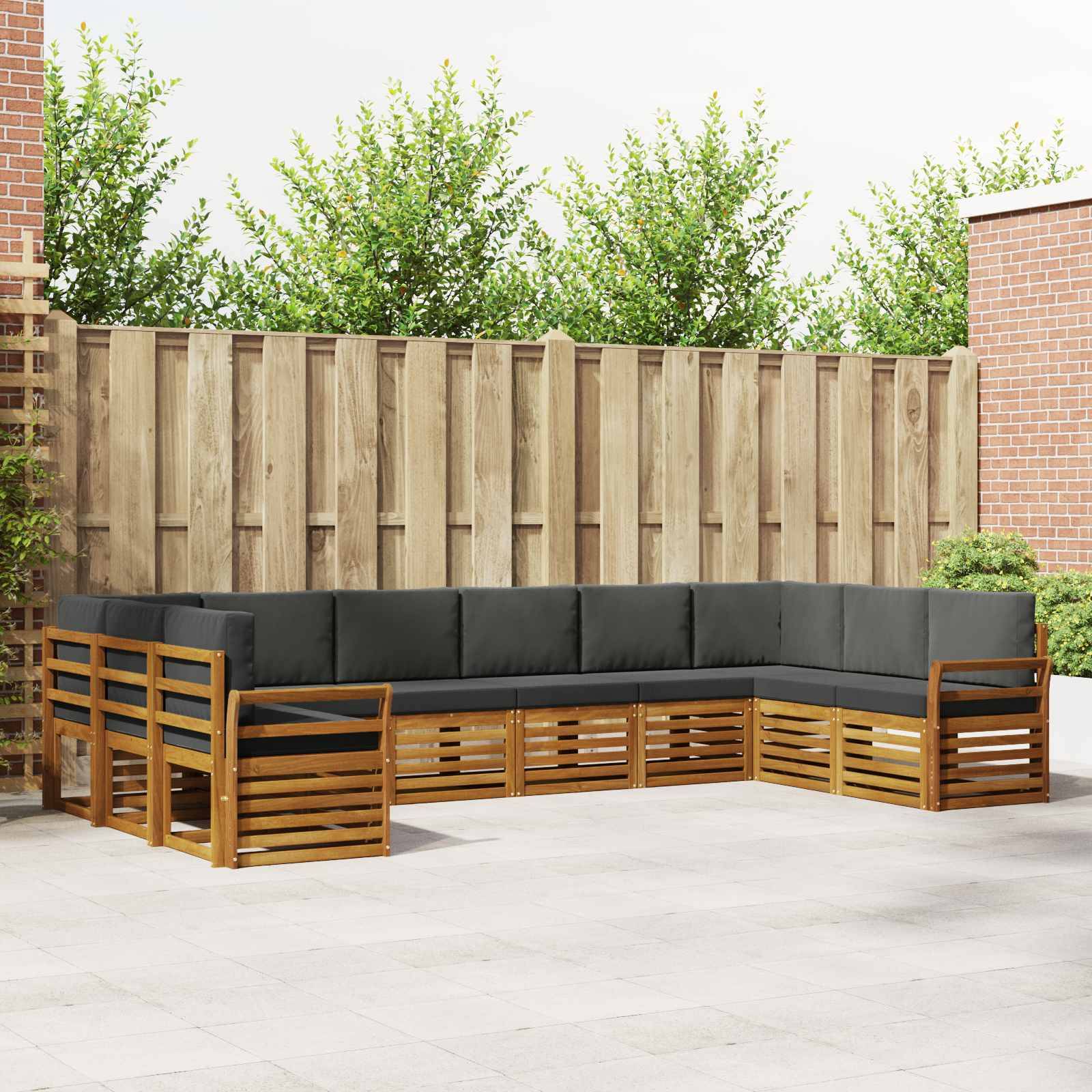 vidaXL Ecksofa Set 10 pcs Natur und Anthrazit Massivholz Akazie