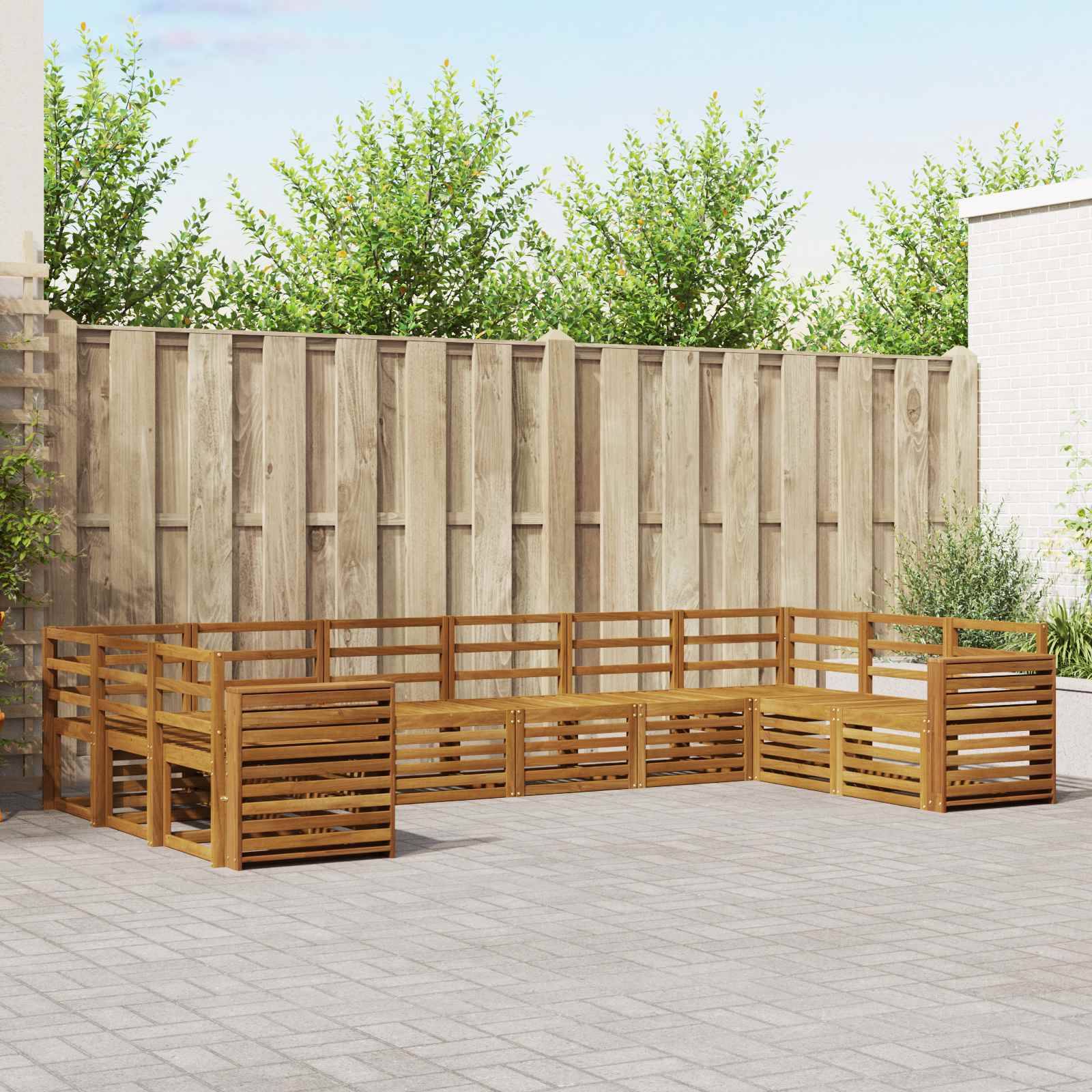 vidaXL Sofagarnituren 10 pcs Natur Massivholz Akazie