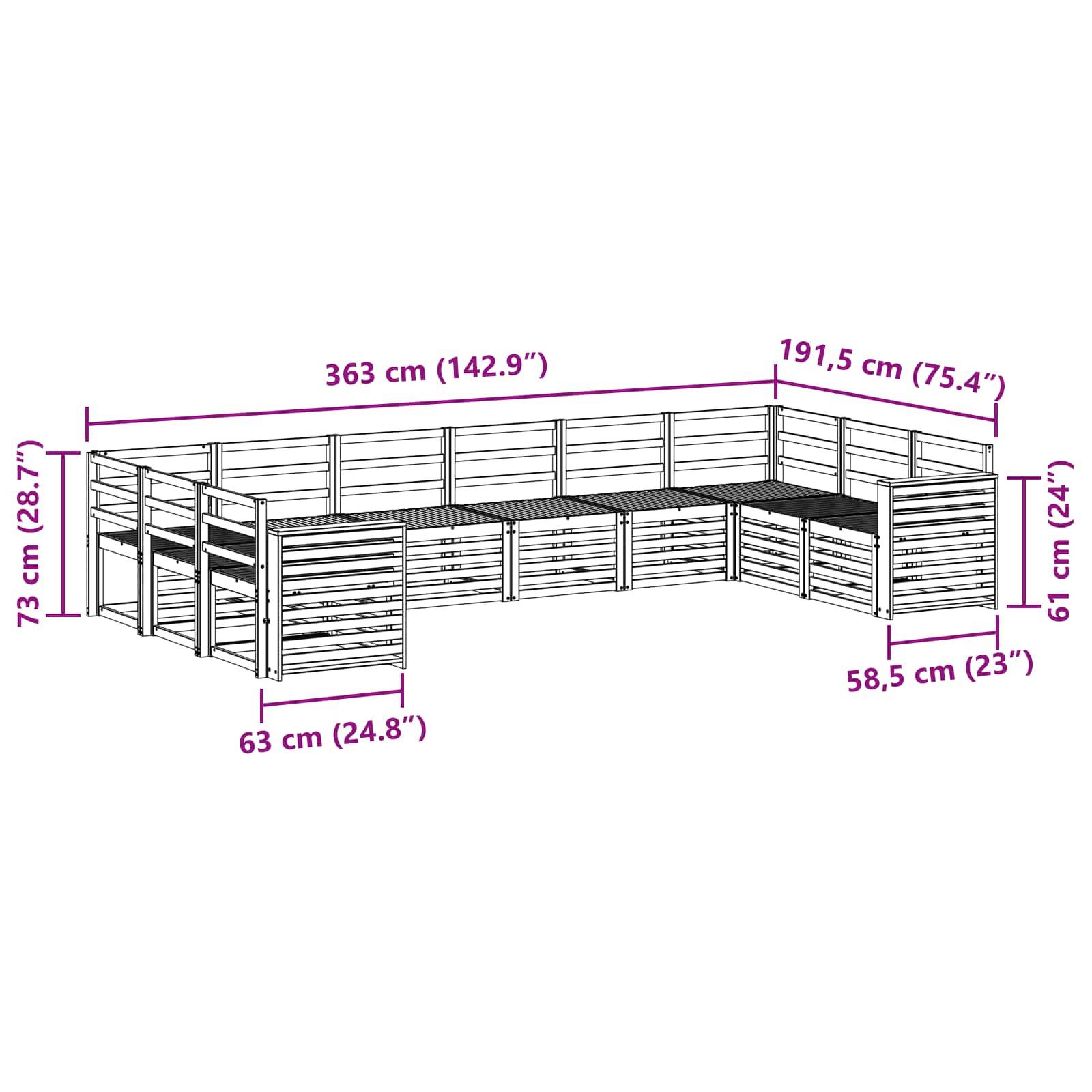 vidaXL Sofagarnituren 10 pcs Natur Massivholz Akazie