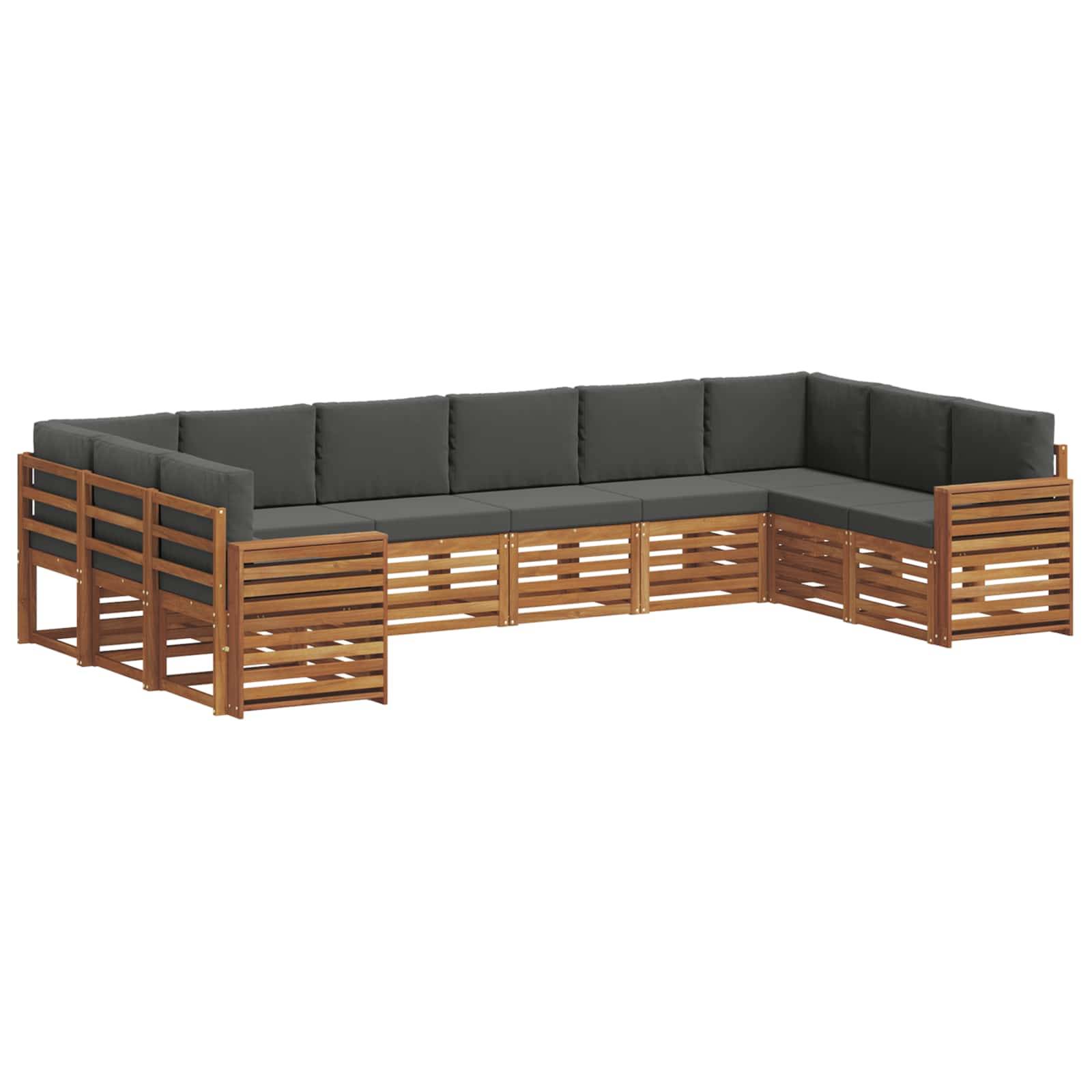 vidaXL Ecksofa Set 10 pcs Natur und Anthrazit Massivholz Akazie