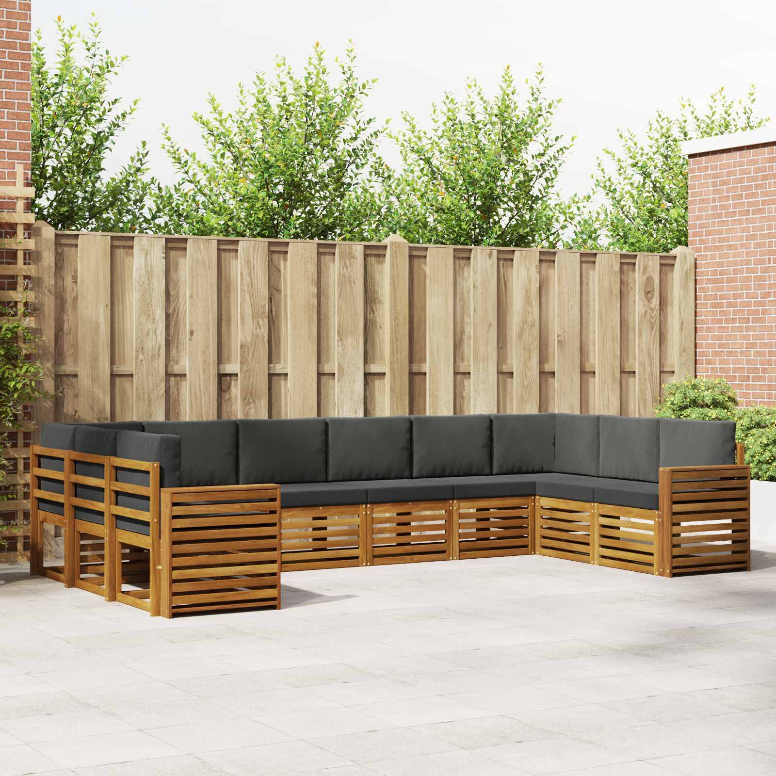 vidaXL Ecksofa Set 10 pcs Natur und Anthrazit Massivholz Akazie