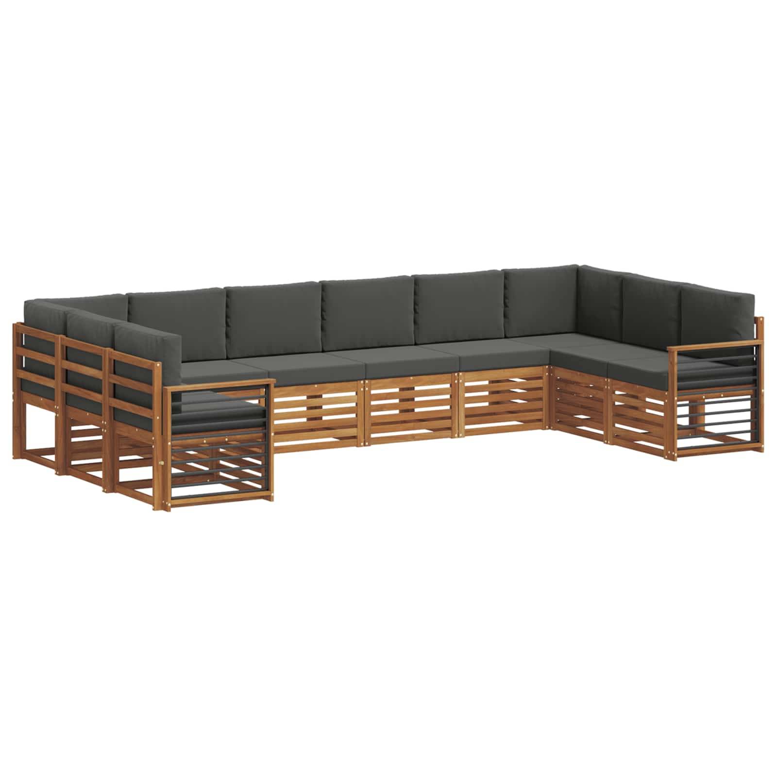 vidaXL Ecksofa Set 10 pcs Natur und Anthrazit Massivholz Akazie