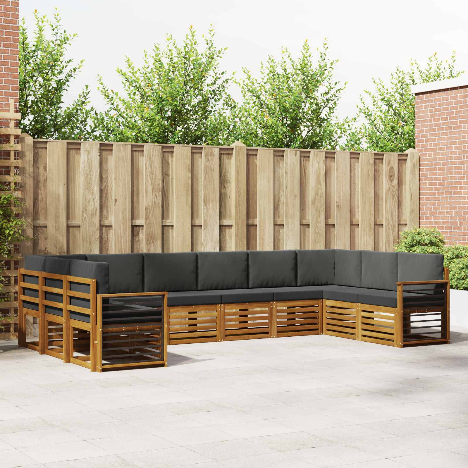 vidaXL Ecksofa Set 10 pcs Natur und Anthrazit Massivholz Akazie