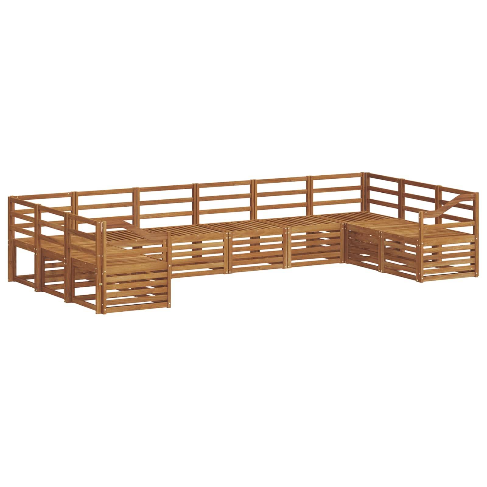 vidaXL Sofagarnituren 10 pcs Natur Massivholz Akazie