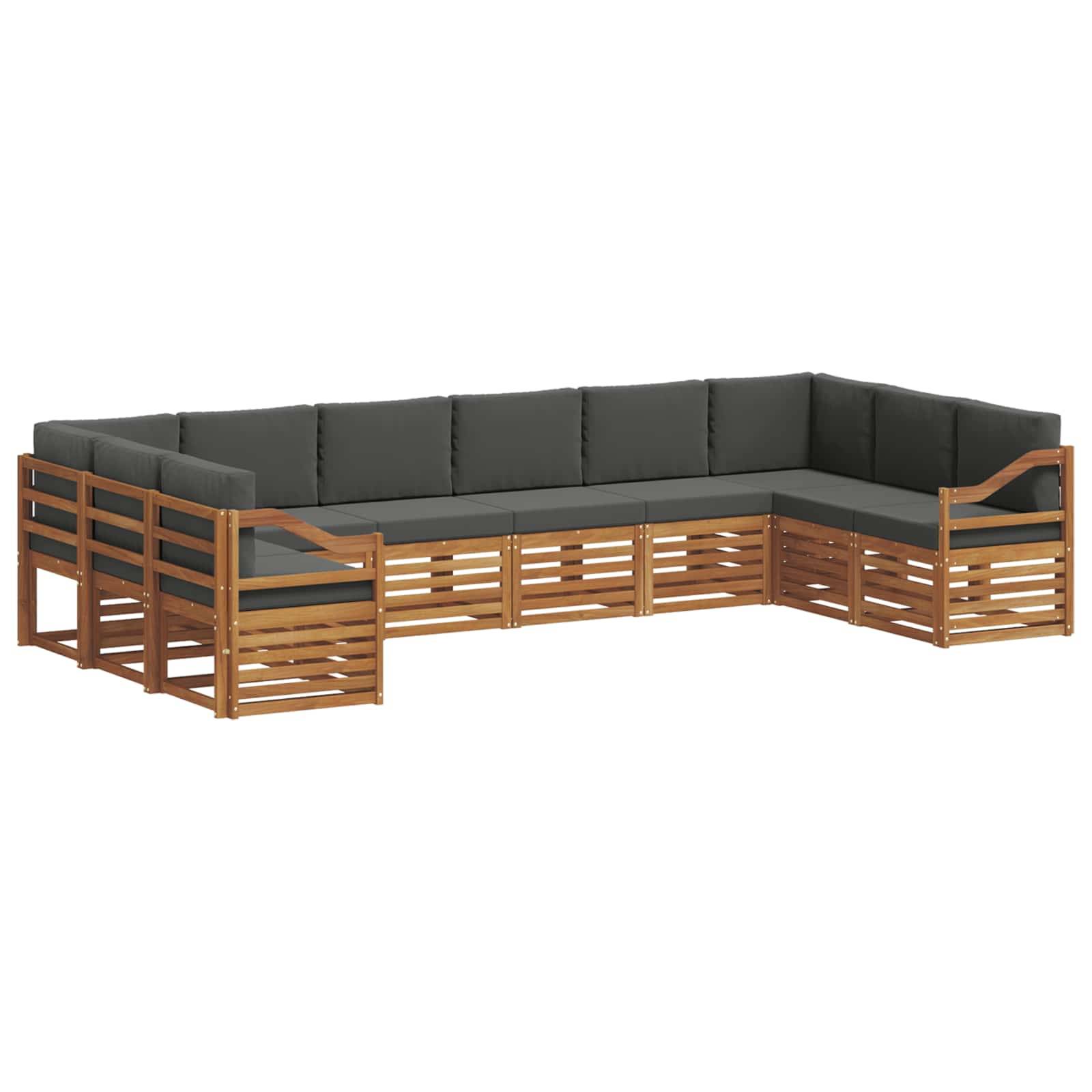 vidaXL Ecksofa Set 10 pcs Natur und Anthrazit Massivholz Akazie