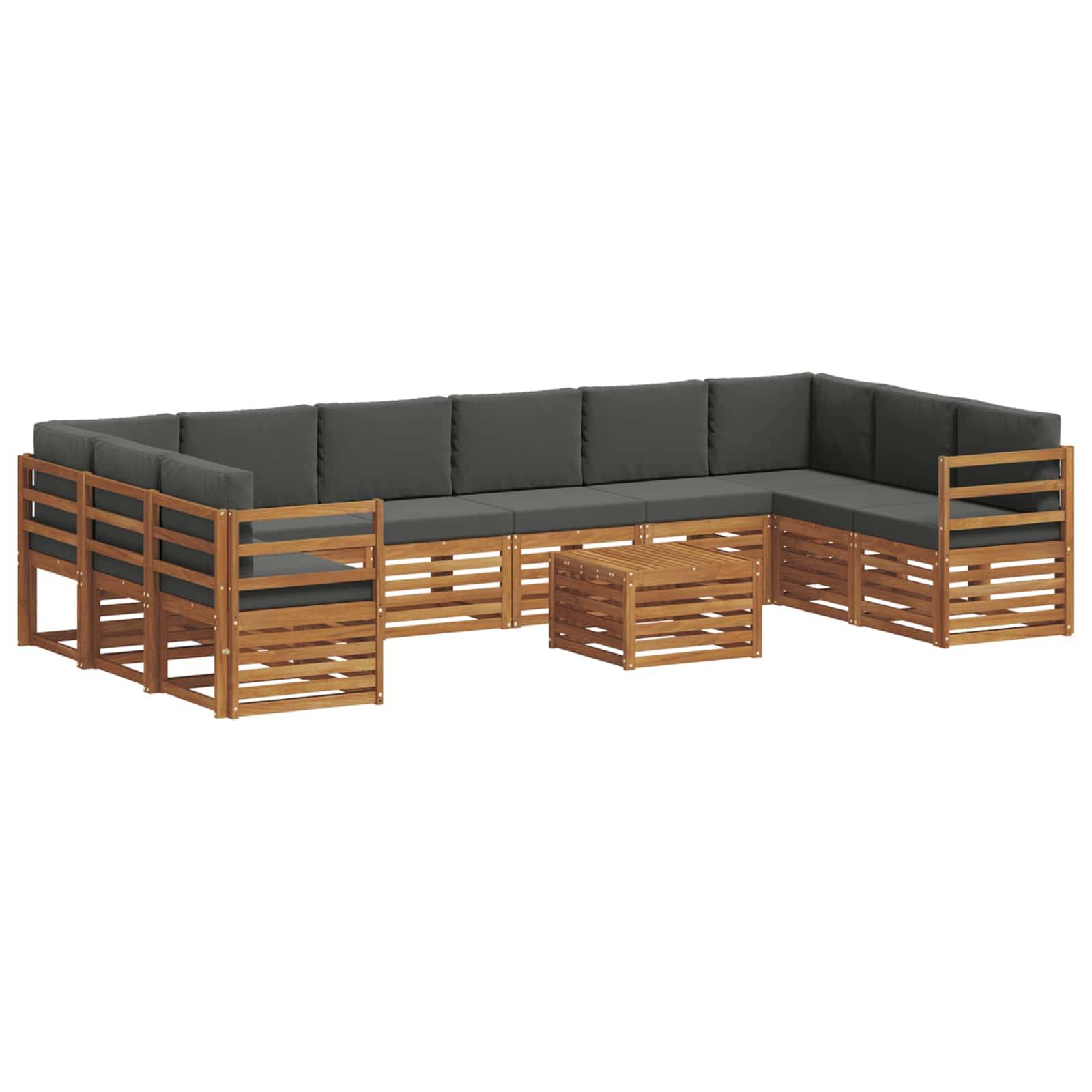 vidaXL Ecksofa Set 11 pcs Natur und Anthrazit Massivholz Akazie