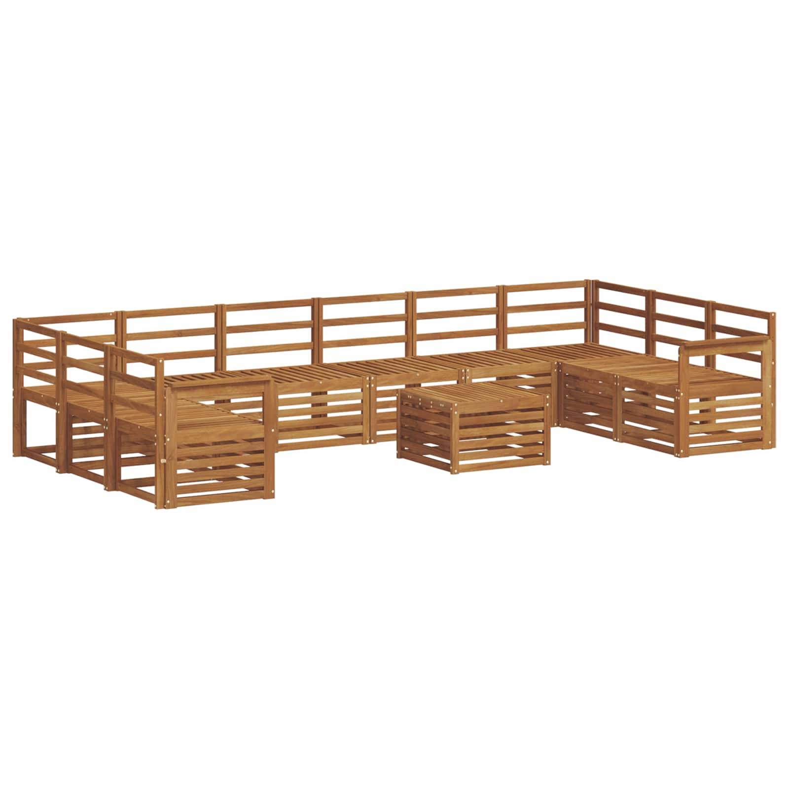 vidaXL Ecksofa Set 11 pcs Natur Massivholz Akazie