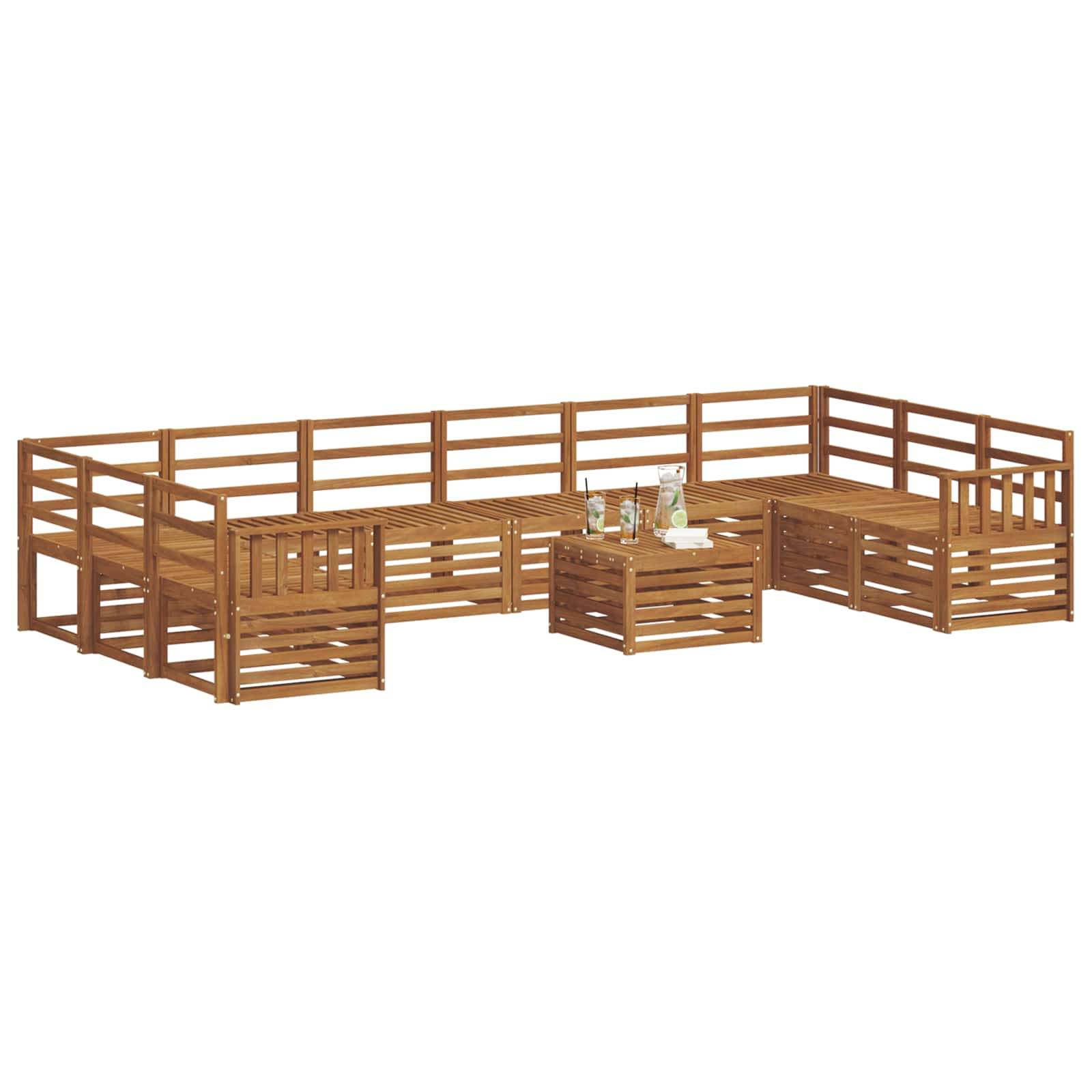 vidaXL Ecksofa Set 11 pcs Natur Massivholz Akazie