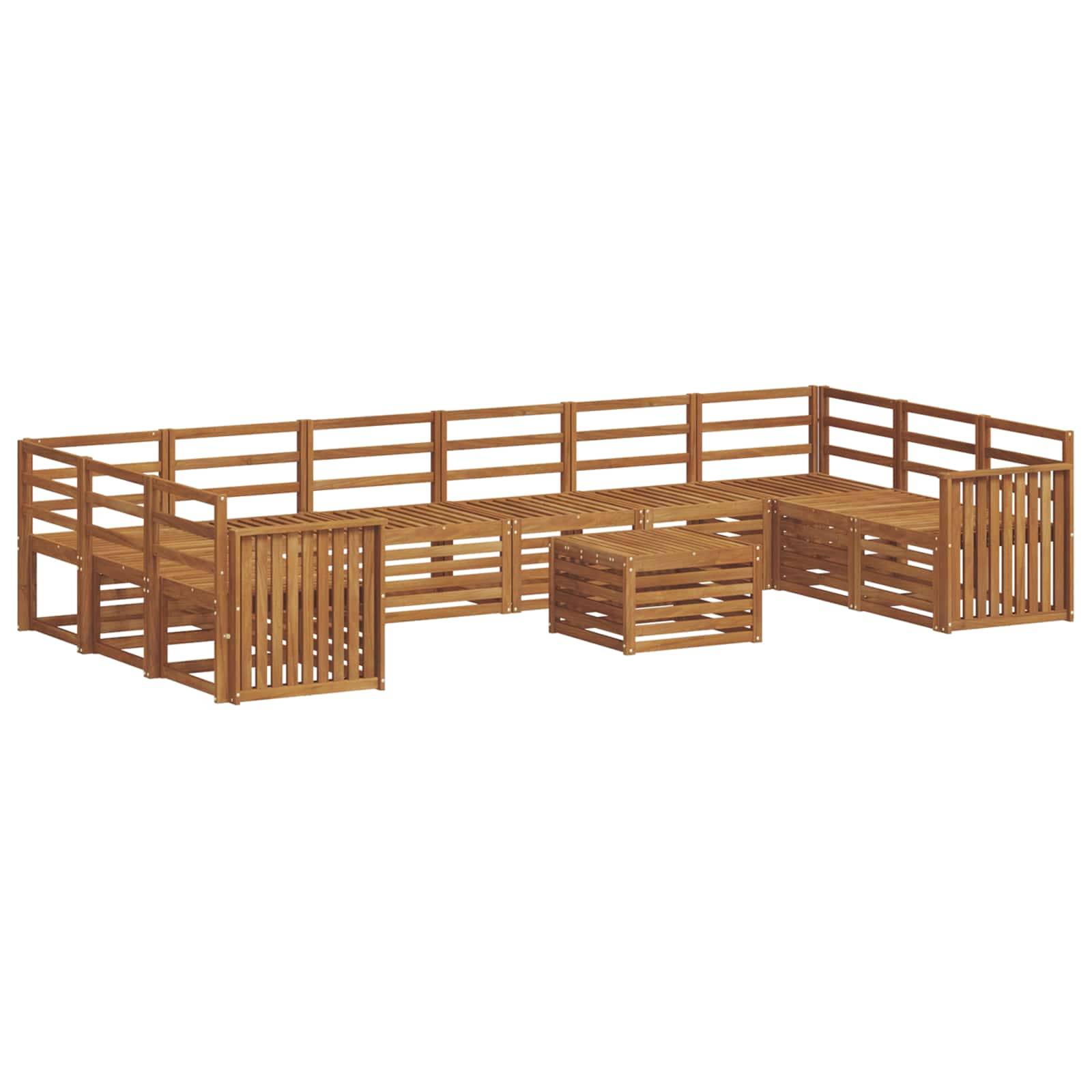 vidaXL Ecksofa Set 11 pcs Natur Massivholz Akazie