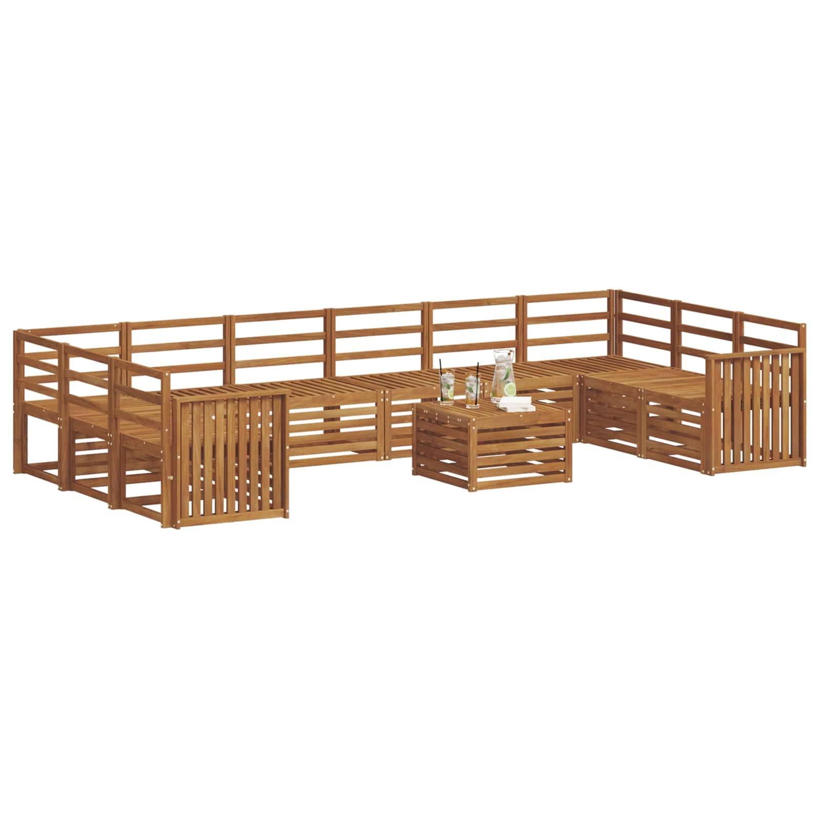 vidaXL Ecksofa Set 11 pcs Natur Massivholz Akazie
