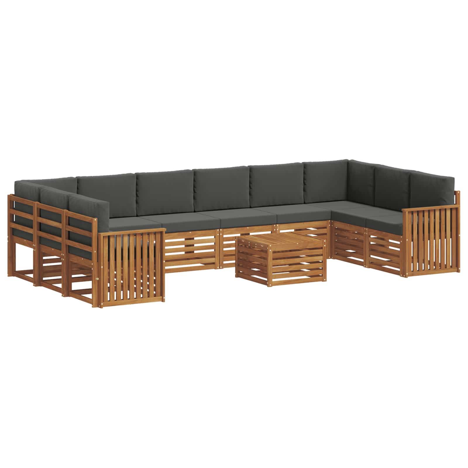 vidaXL Ecksofa Set 11 pcs Natur und Anthrazit Massivholz Akazie